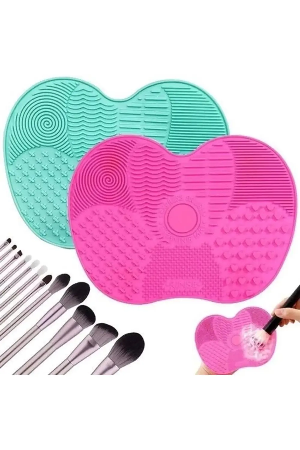 Pratik Kolay Makyaj Fırçası Temizleme Matı Aparatı Aleti Küçük