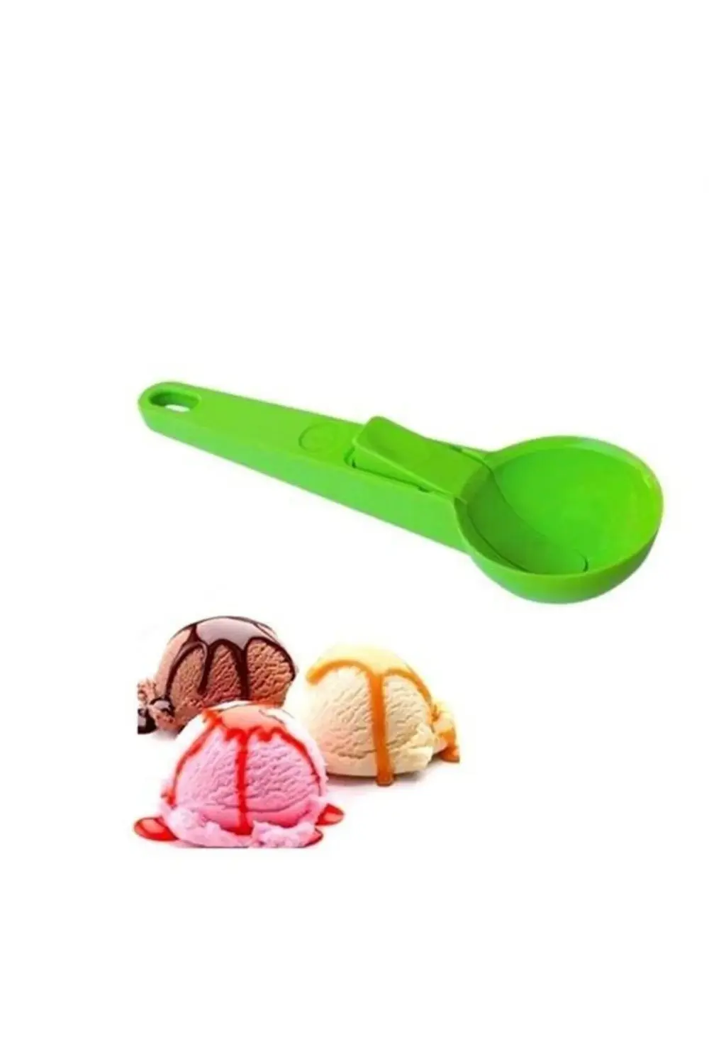 ® Pratik Mandallı Plastik Dondurma Servis Sunum Kepçesi Kaşığı