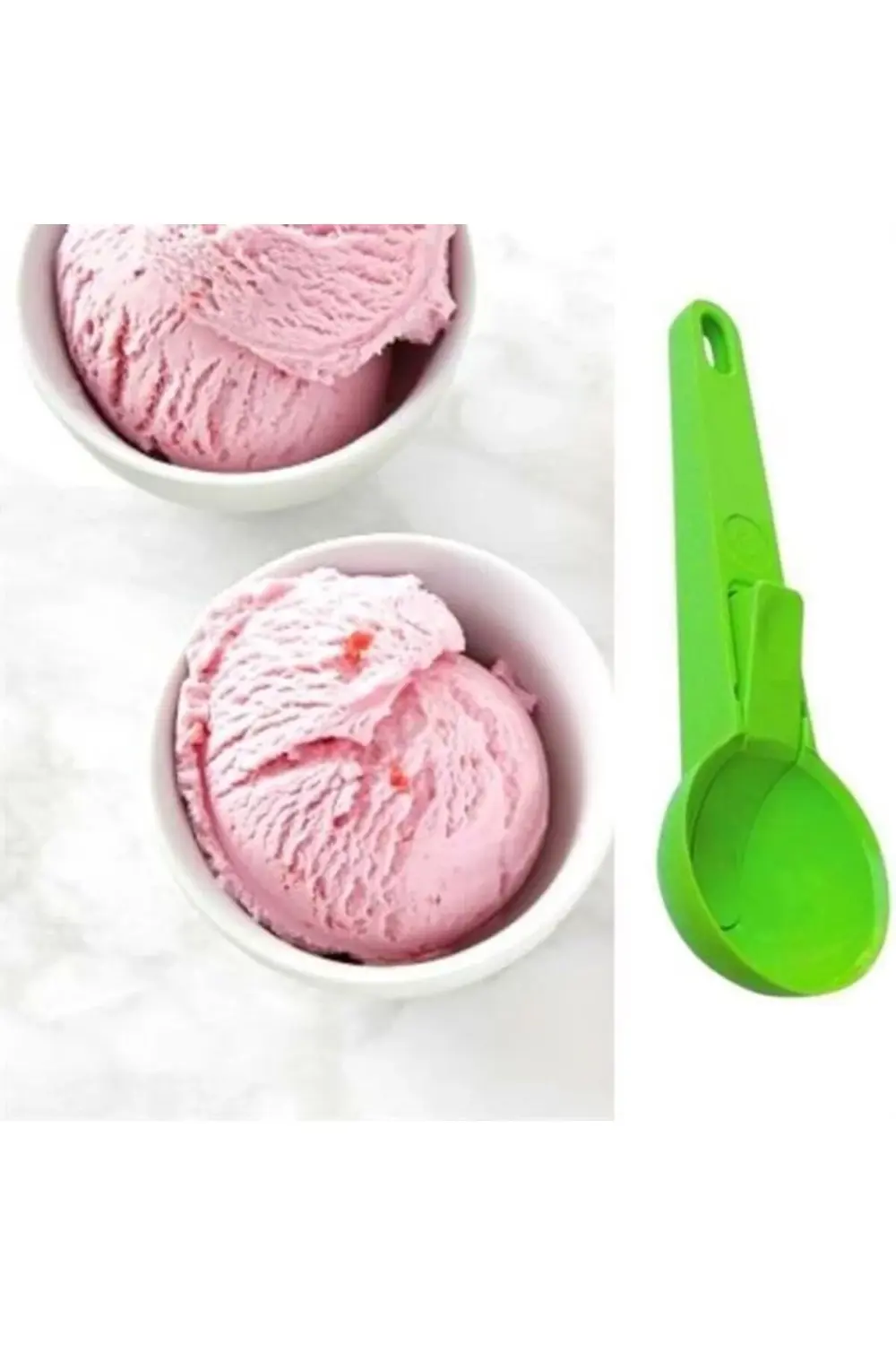 ® Pratik Mandallı Plastik Dondurma Servis Sunum Kepçesi Kaşığı