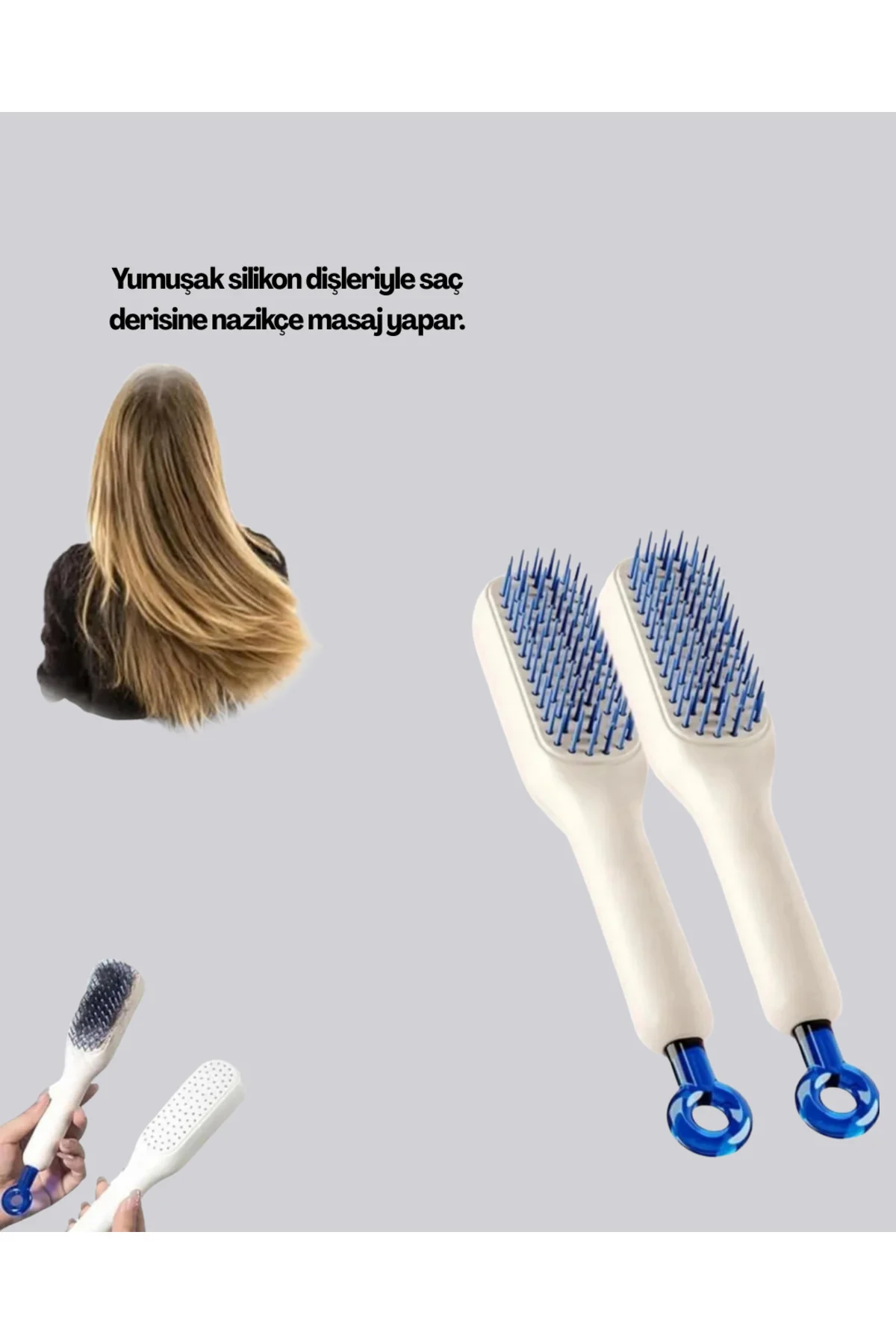 Pratik Mekanizmalı Saç Tarağı – Kendi Kendini Temizler, Taşınabil