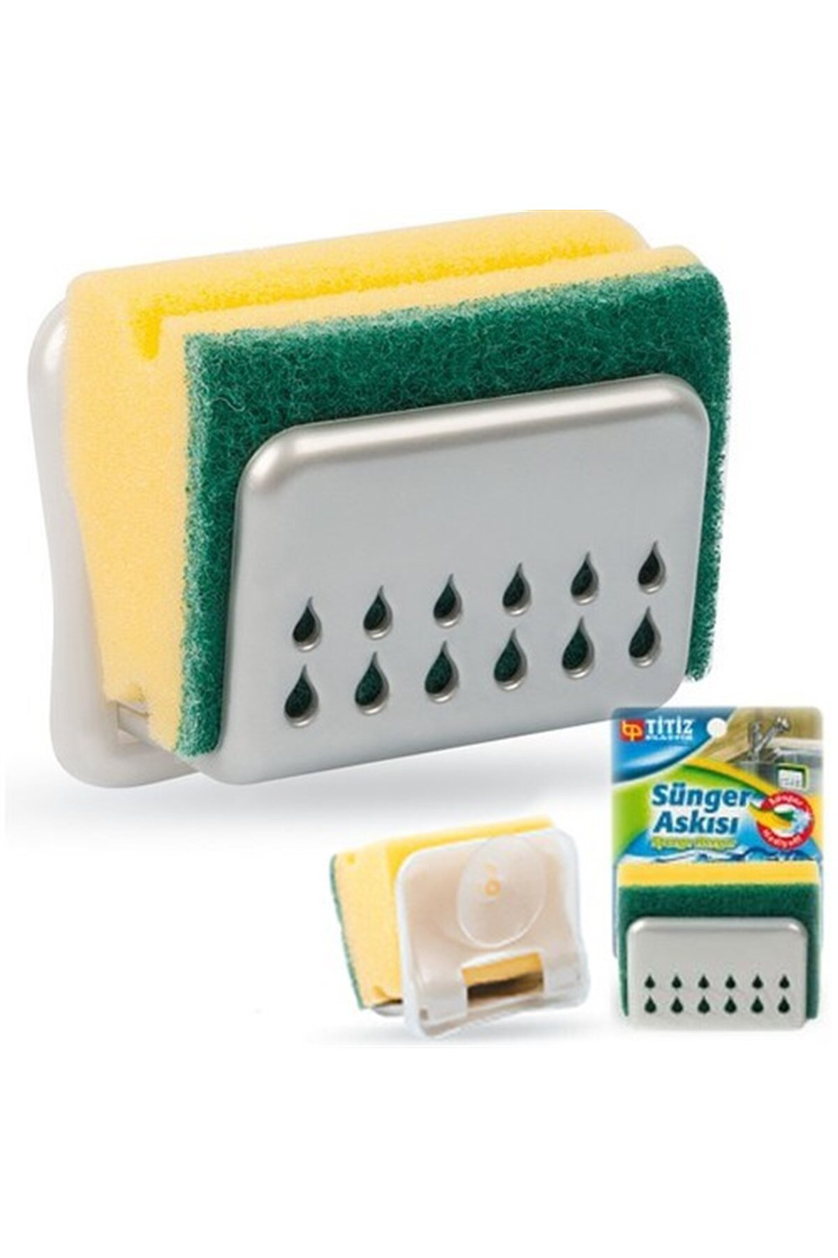 Pratik Mutfak Lavabo Vantuzlu Bulaşık Süngeri Askısı Aparatı GO50