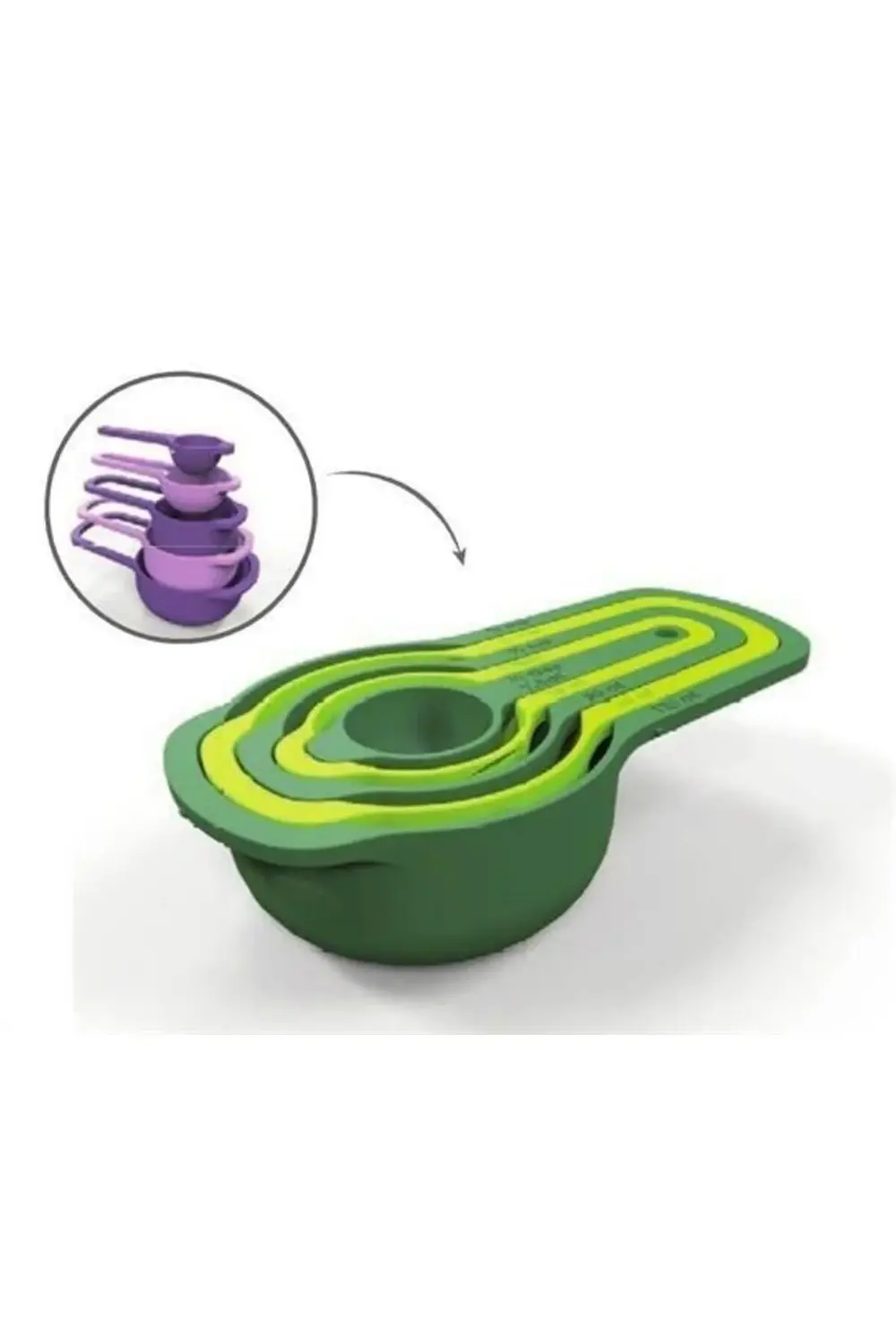 ® Pratik Ölçü Kaşığı Kabı 5li Şeker Baharat Sıvı Ölçer Aparat