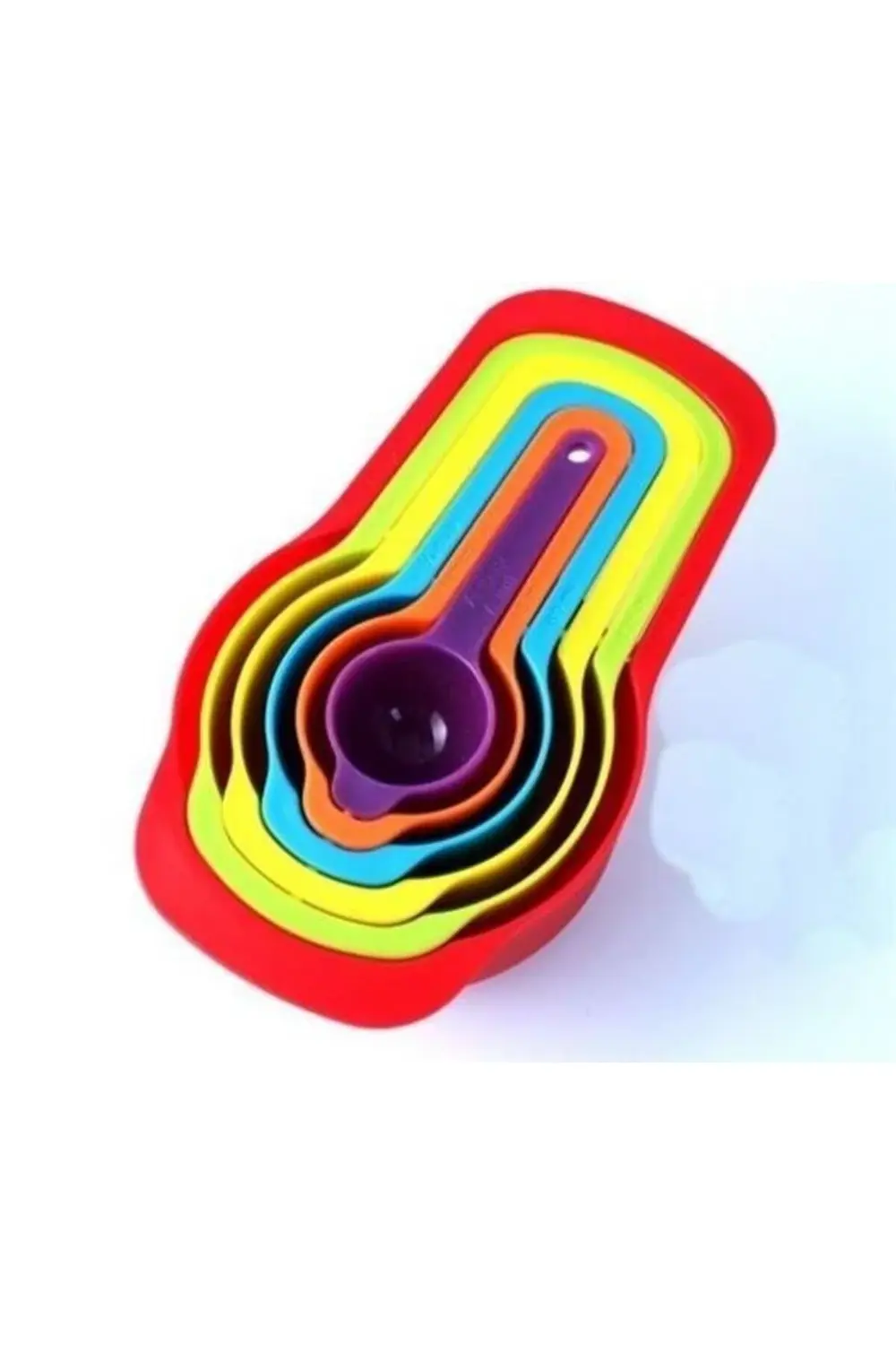 ® Pratik Ölçü Kaşığı Kabı 5li Şeker Baharat Sıvı Ölçer Aparat