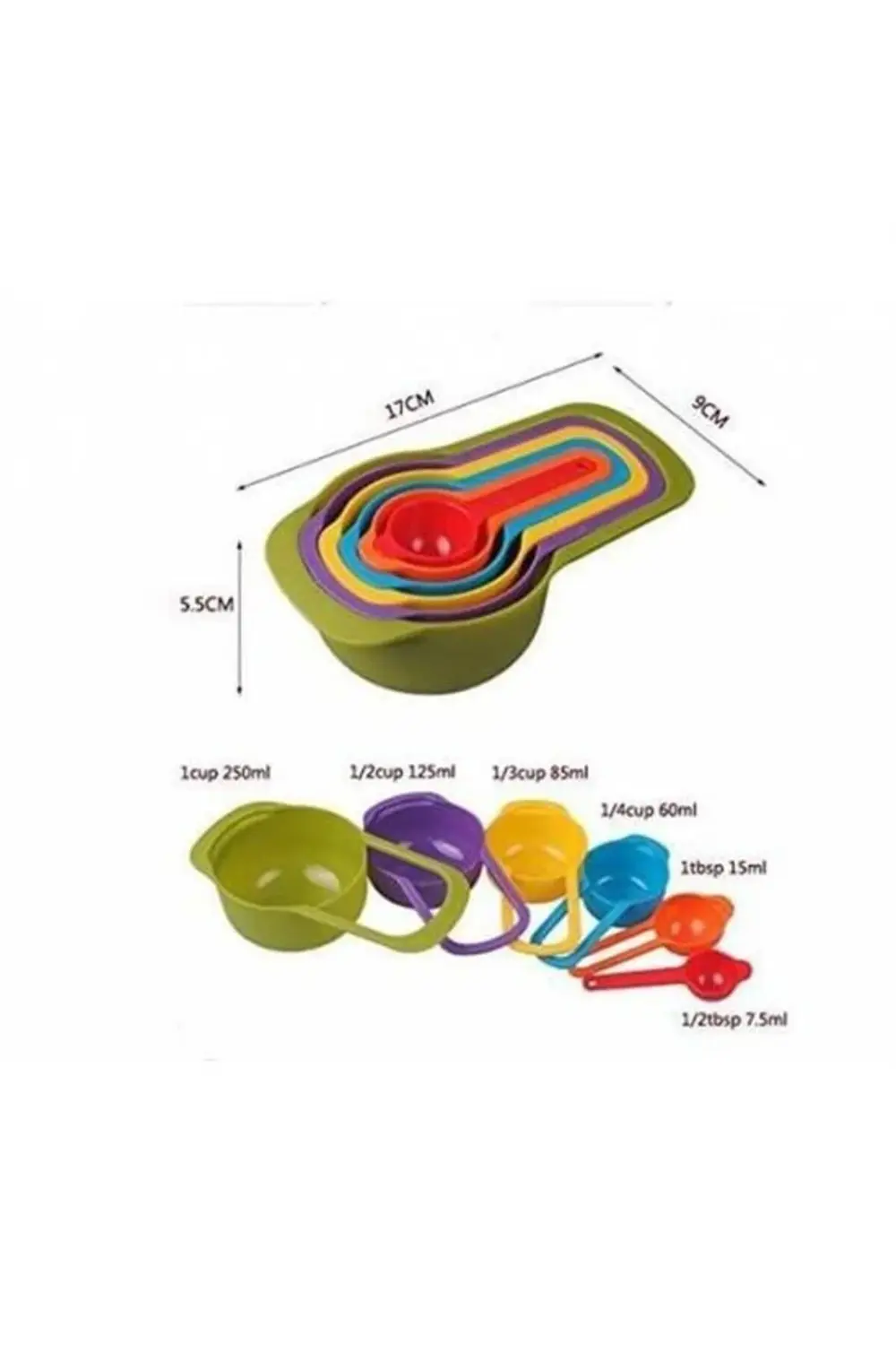 ® Pratik Ölçü Kaşığı Kabı 5li Şeker Baharat Sıvı Ölçer Aparat