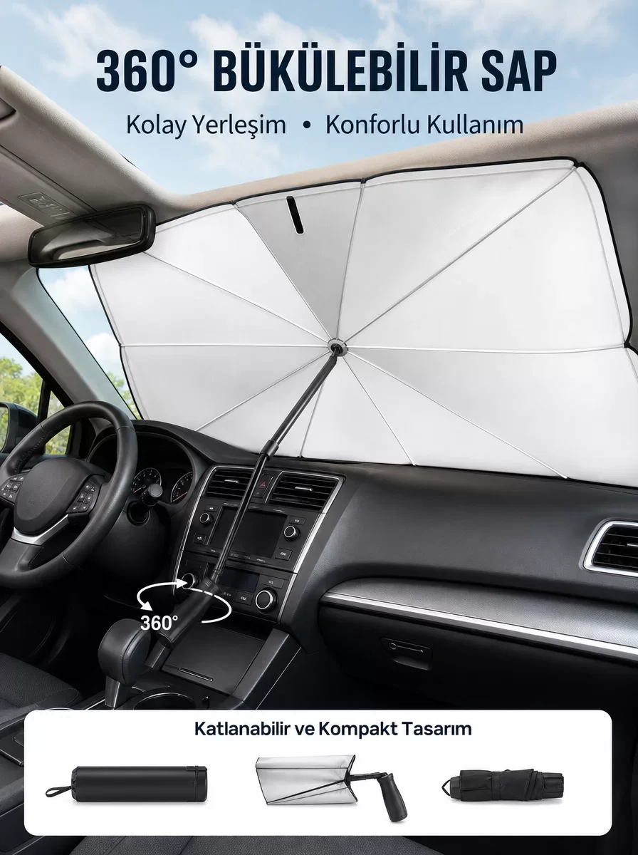 Pratik Ön Cam Güneşliği – Geniş Kapsama Alanı ve Kolay Saklama Yeni Nesil