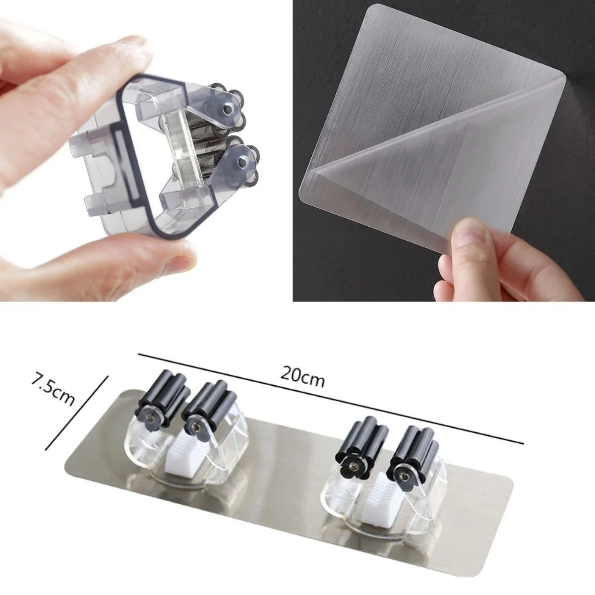 Pratik Organizer 4'lü Yapışkanlı Fırça Paspas Mop Fırça Sabitleyici Ergonomik Alet Aparatı Bx40