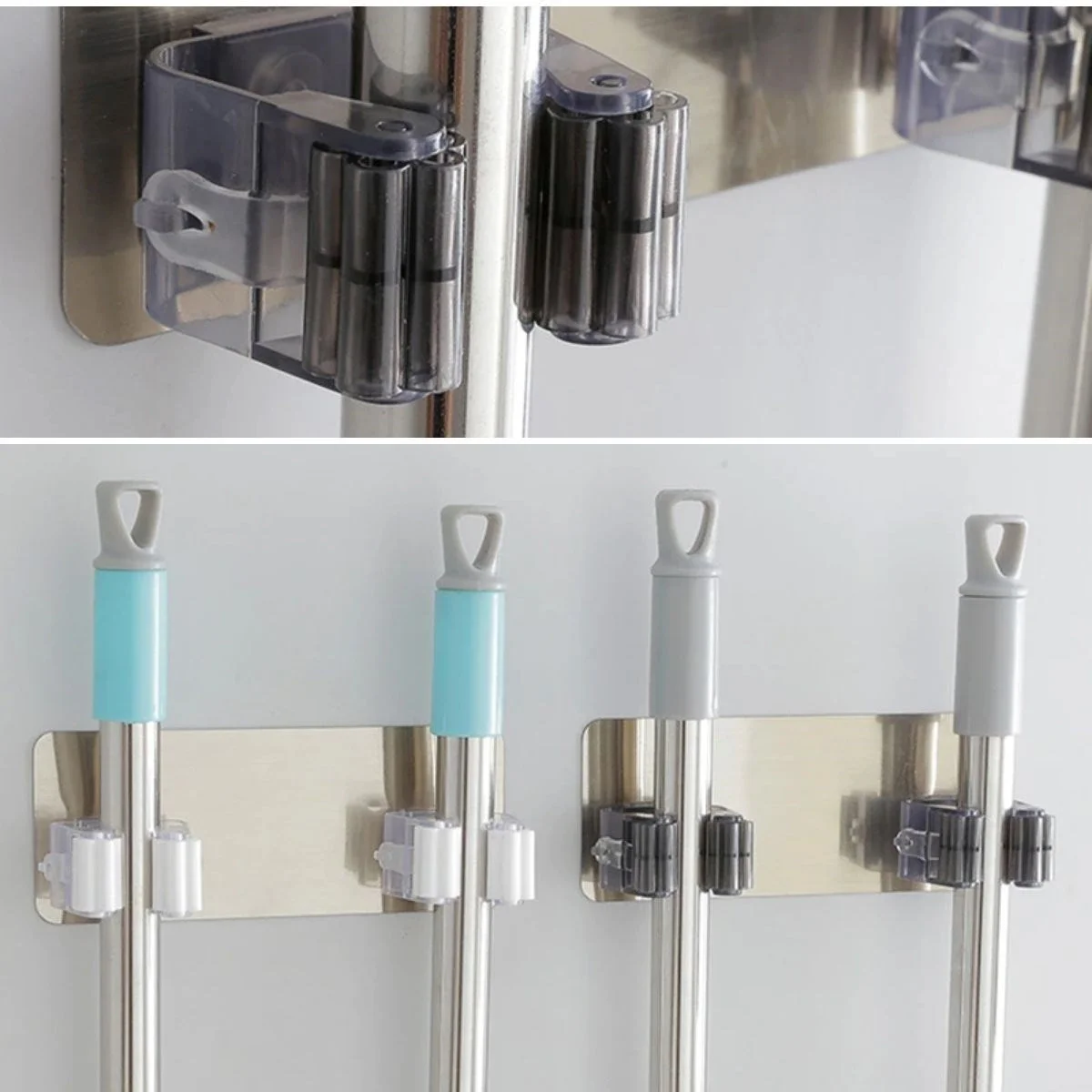 Pratik Organizer 4'lü Yapışkanlı Fırça Paspas Mop Fırça Sabitleyici Ergonomik Alet Aparatı Bx40
