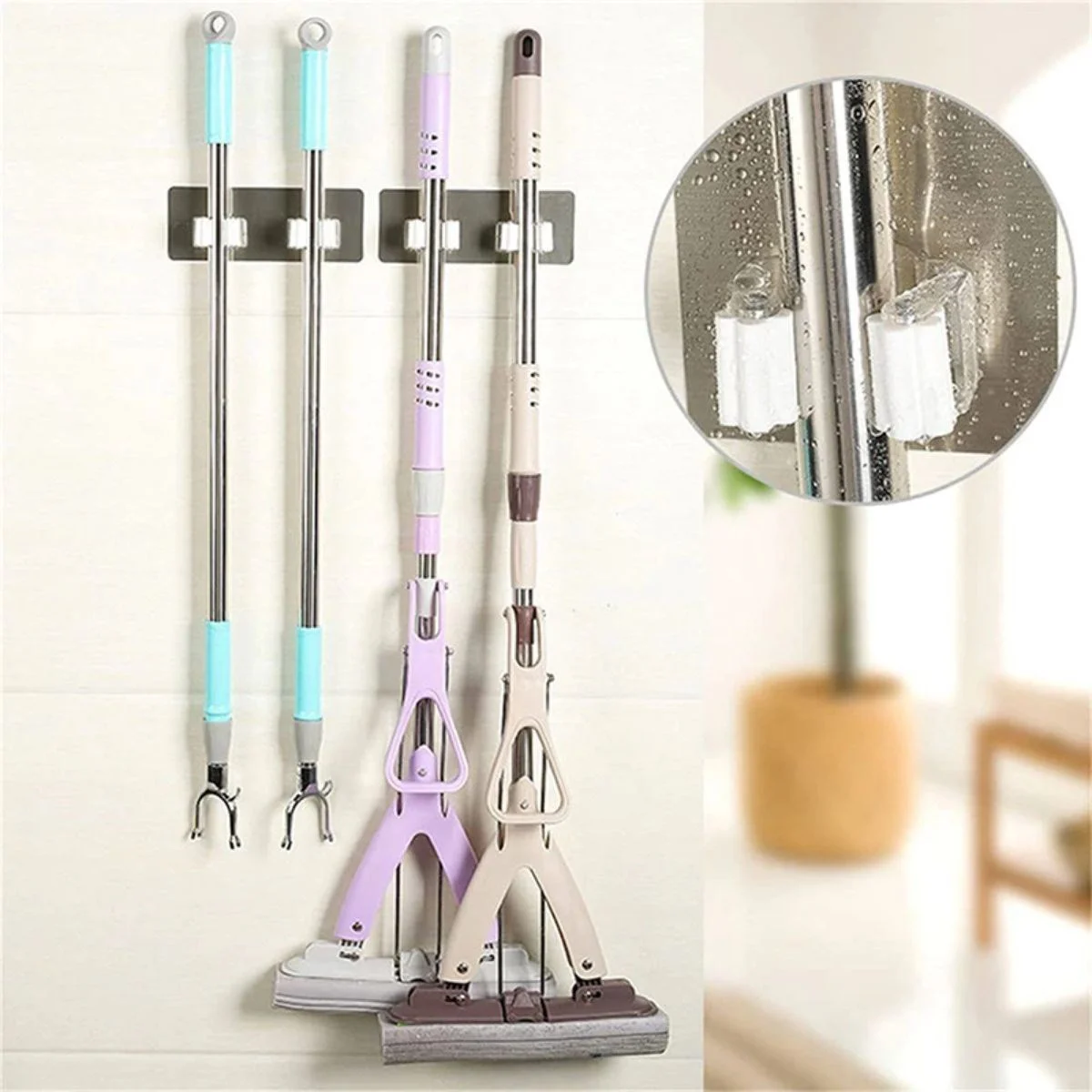 Pratik Organizer 4'lü Yapışkanlı Fırça Paspas Mop Fırça Sabitleyici Ergonomik Alet Aparatı Pratik Organizer 4'lü Yapışkanlı Fırça Paspas Mop Fırça Sabitleyici Ergonomik Alet Aparatı