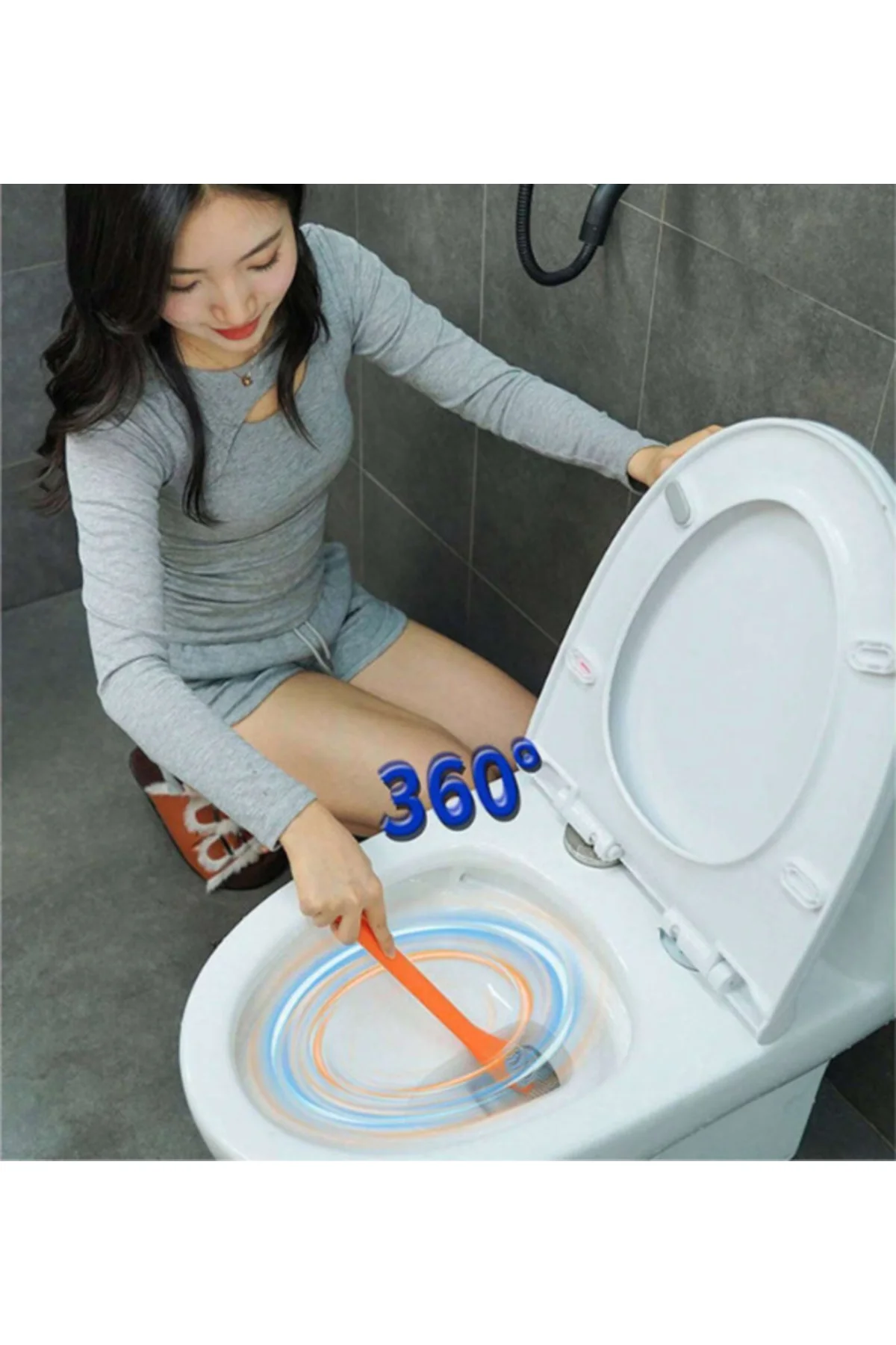 Pratik Silikon Klozet Temizleme Fırcası ve Kıl Fırça Hediyeli