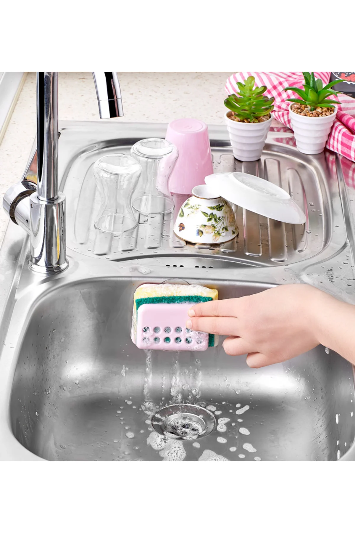 Pratik Sünger Tutucu, Vakumlu Sünger Askısı, Bulaşık Süngeri Tutu