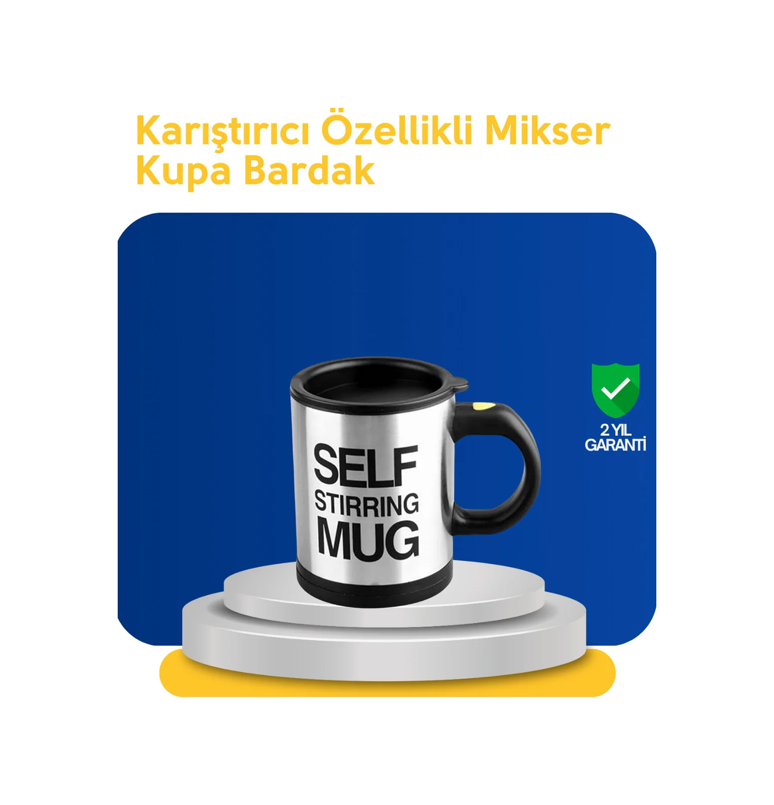 Pratik Ve Dayanıklı Termos Kupa Tek Tuşla Otomatik Karıştırma - Lisinya Diğer