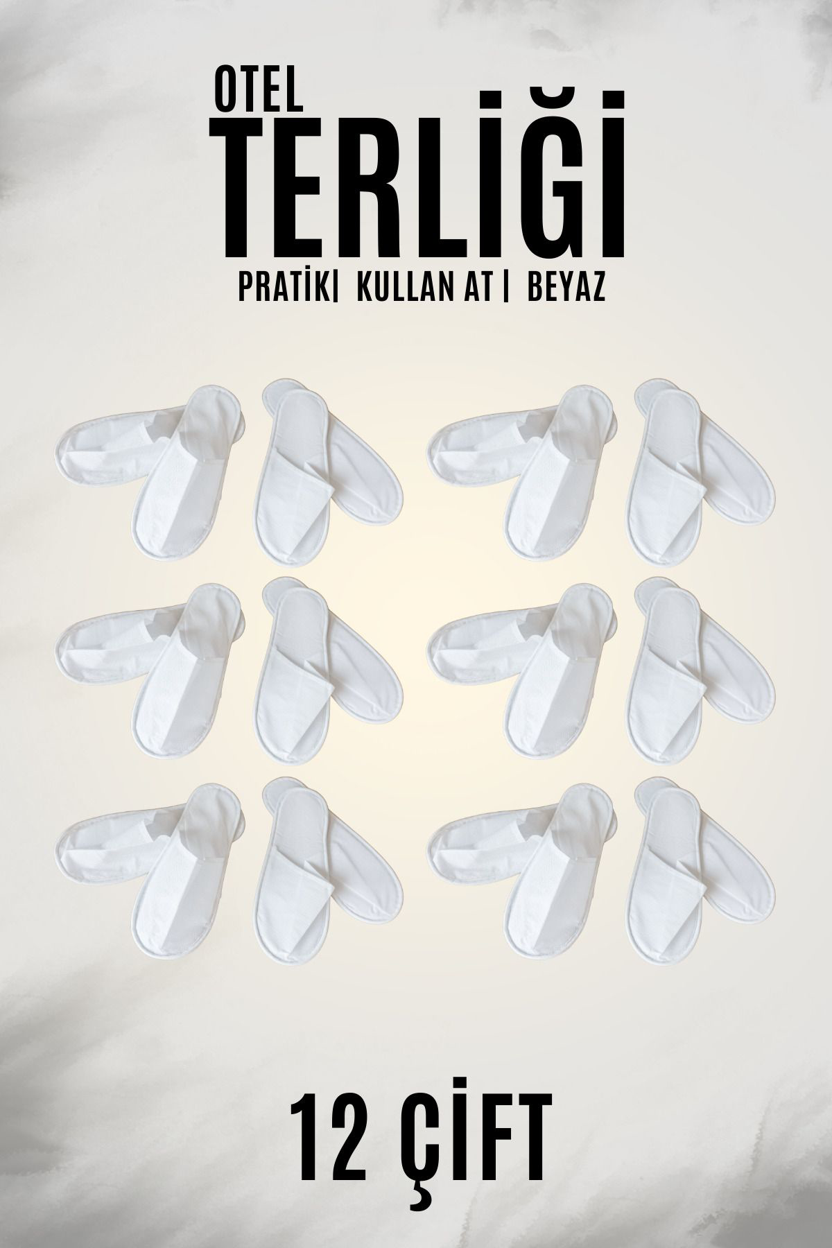 Otel Bukleti Pratik Ve Hijyenik 4.5 Mm Polietilen Taban Otel Terliği 12 Çift B