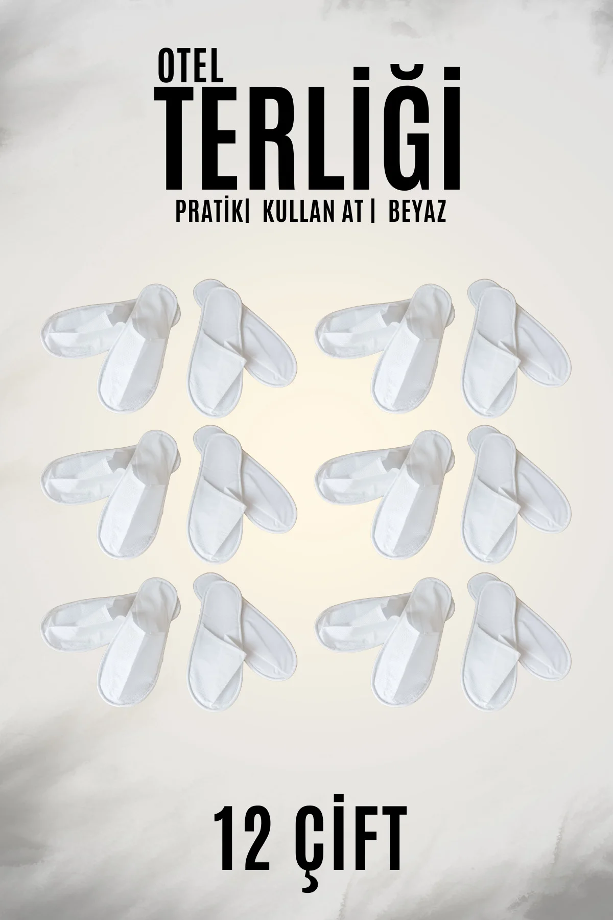 Pratik ve Hijyenik 4,5 mm Polietilen Taban Otel Terliği 12 Çift B