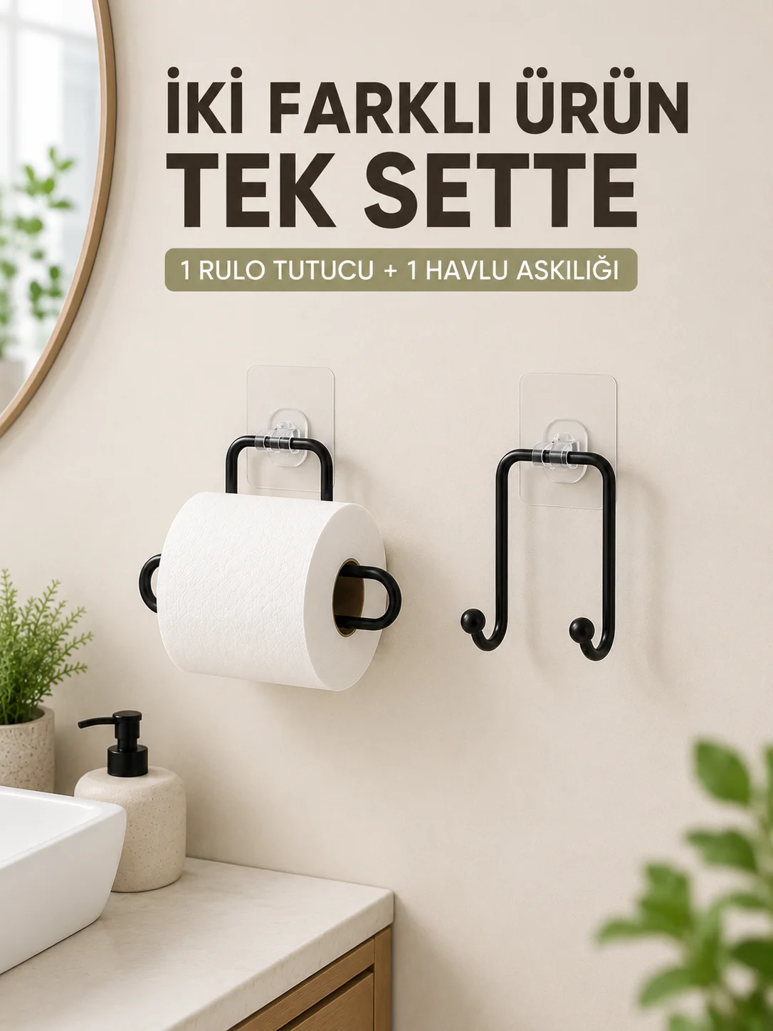 Pratik Yapışkanlı Rulo Kağıtlık ve Havlu Bez Askılığı 2 Parça Düzenleyici Set Fiyatı, Yorumları ve Özellikleri