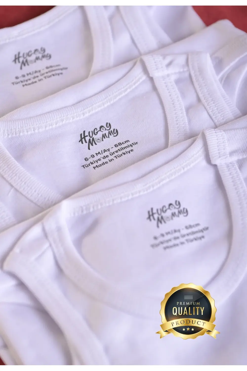 Premium %100 Organik Pamuk Ribana 3'lü Beyaz Kolsuz Atlet Bebek B