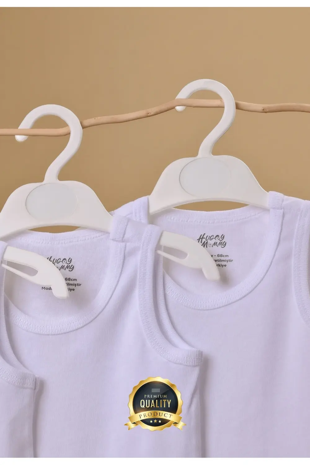 Premium %100 Organik Pamuk Ribana 3'lü Beyaz Kolsuz Atlet Bebek B