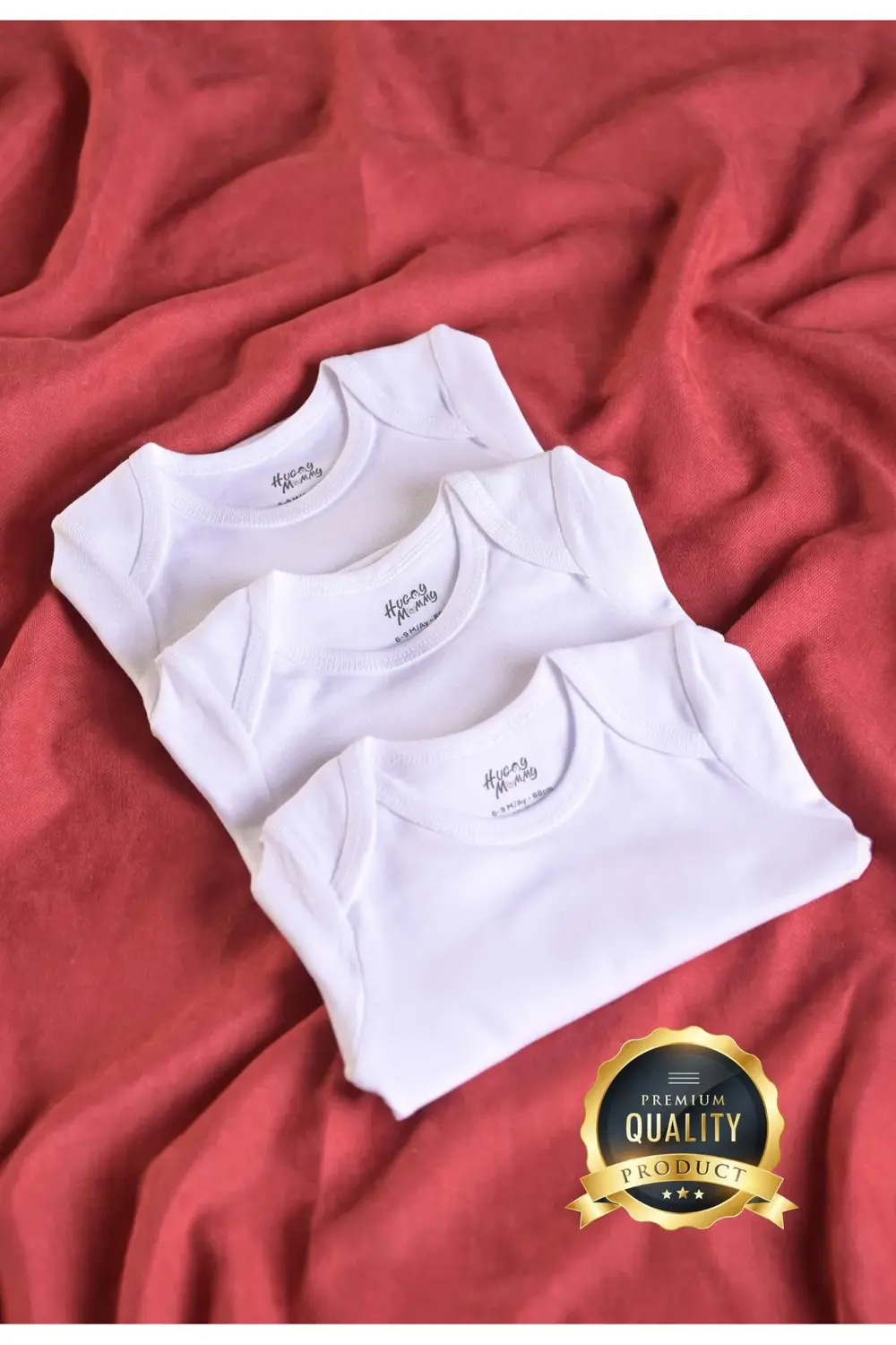 Premium %100 Organik Pamuk Ribana 3'lü Beyaz Uzun Kol Bebek Body