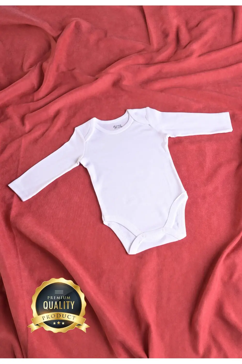 Premium %100 Organik Pamuk Ribana 3'lü Beyaz Uzun Kol Bebek Body