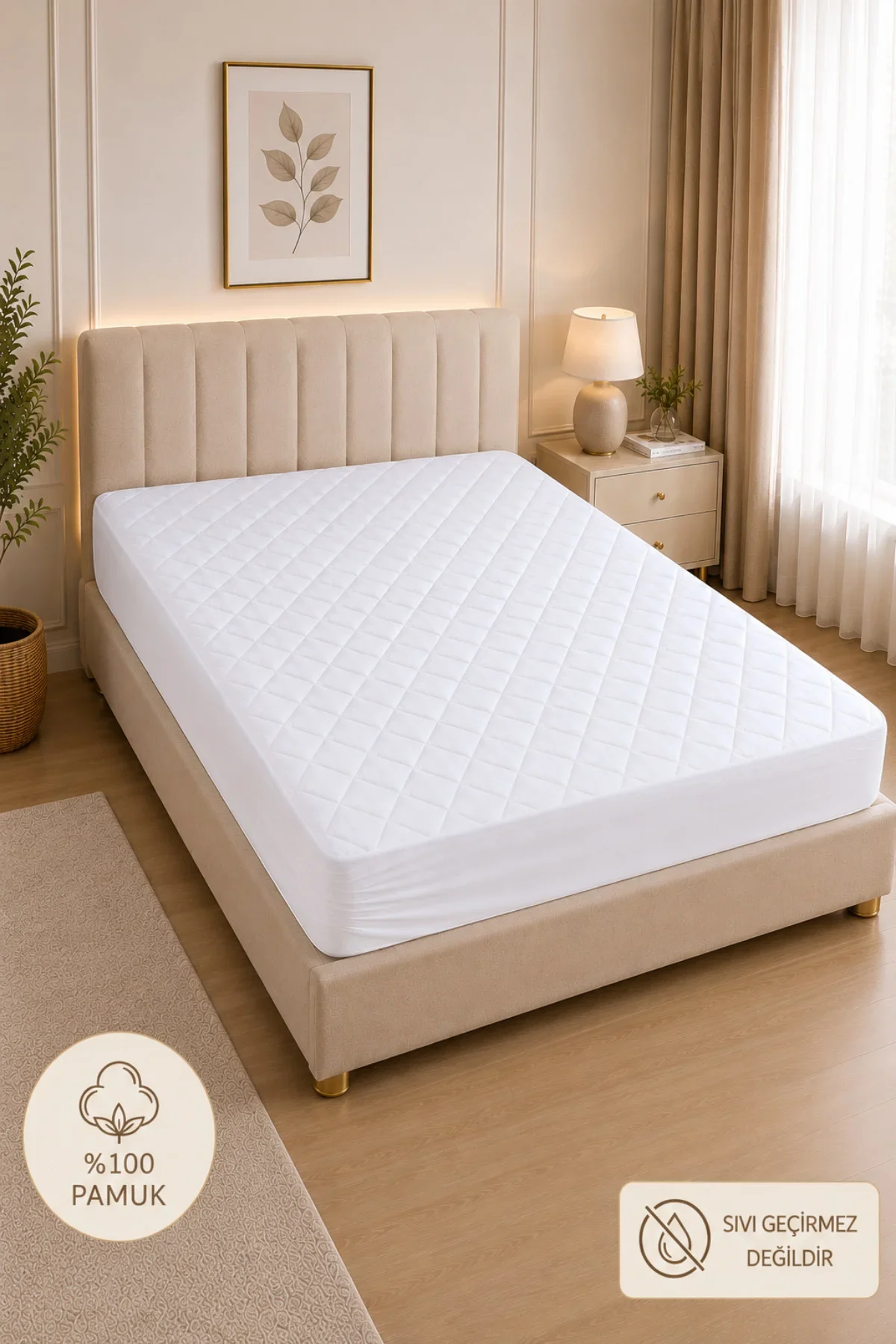 Premium %100 Pamuk Kapitone Fitted Yatak Koruyucu Alez Çarşaf Tek Çift Battal - Görsel 5