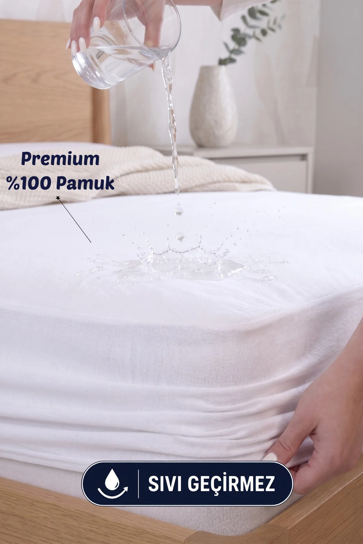 Premium %100 Pamuk Su Sıvı Geçirmez Fitted Yatak Koruyucu Alez Bebek Tek Çift Battal Boy Tüm Ölçüler