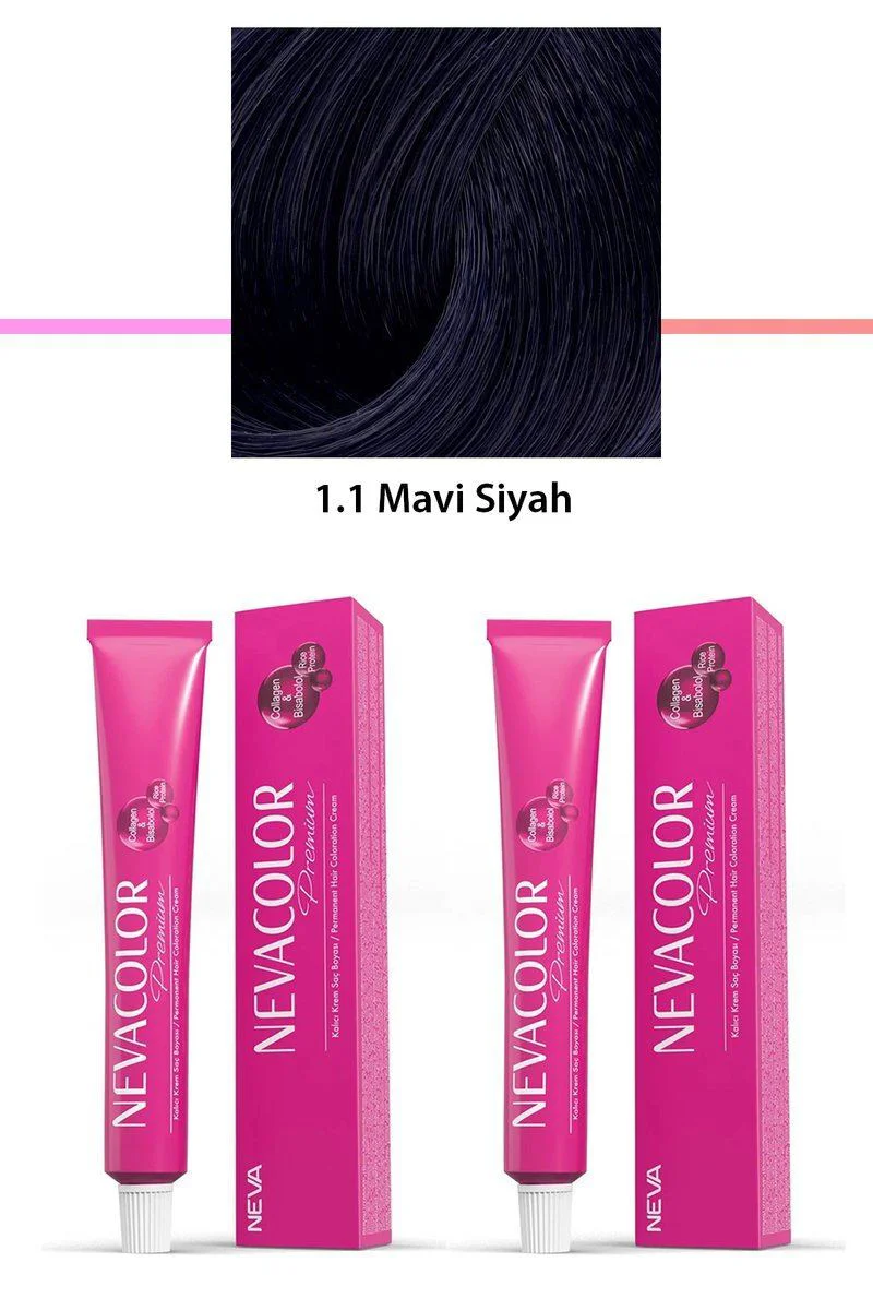 Premium 1.1 Mavi Siyah Kalıcı Krem Saç Boyası 2'li Set – 2 x 50 g Tüp Fiyatı, Yorumları ve Özellikleri