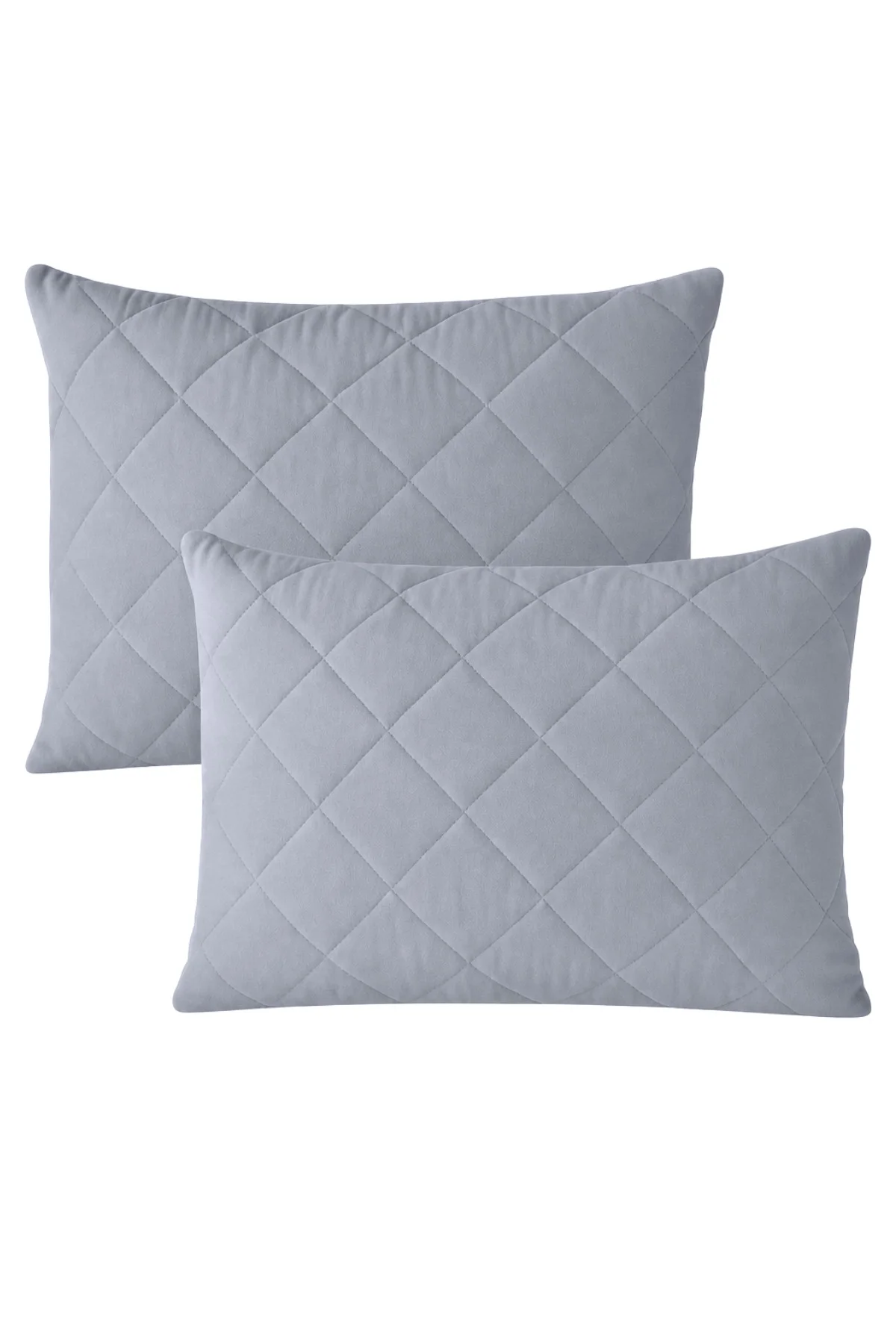 Premium 2 Adet Gri %100 Pamuk Kapitone Yastık Koruyucu Fermuarlı Yastık Alezi Kılıf Seti 50x70 cm