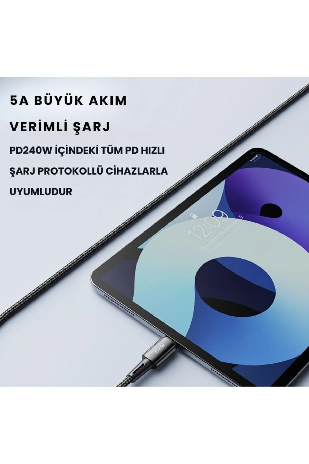 Premıum 2Mt PD3.1 240W Type-C to Type-C Şarj Kablosu E-Marker Çip
