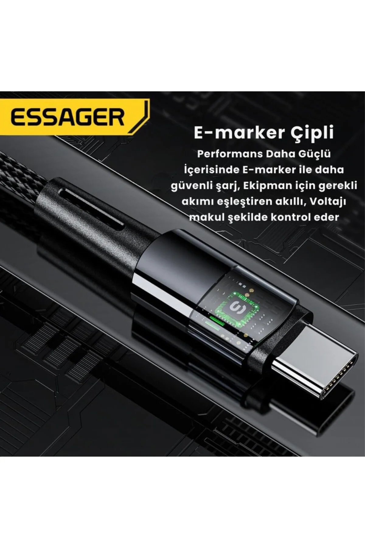 Premıum 2Mt PD3.1 240W Type-C to Type-C Şarj Kablosu E-Marker Çip