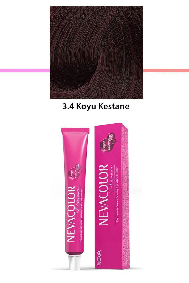 Premium 3.4 Koyu Kestane - Kalıcı Krem Saç Boyası 50 g Tüp | Doğal Parlak Renk Fiyatı, Yorumları ve Özellikleri