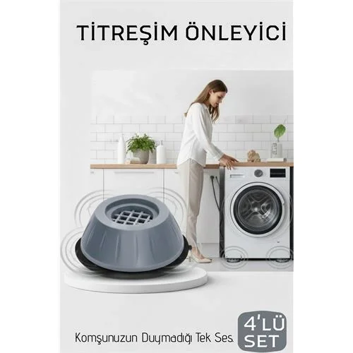 Premium 4'lü Titreşim Önleyici Kauçuk Ayak Seti - Ultra Sessiz ve