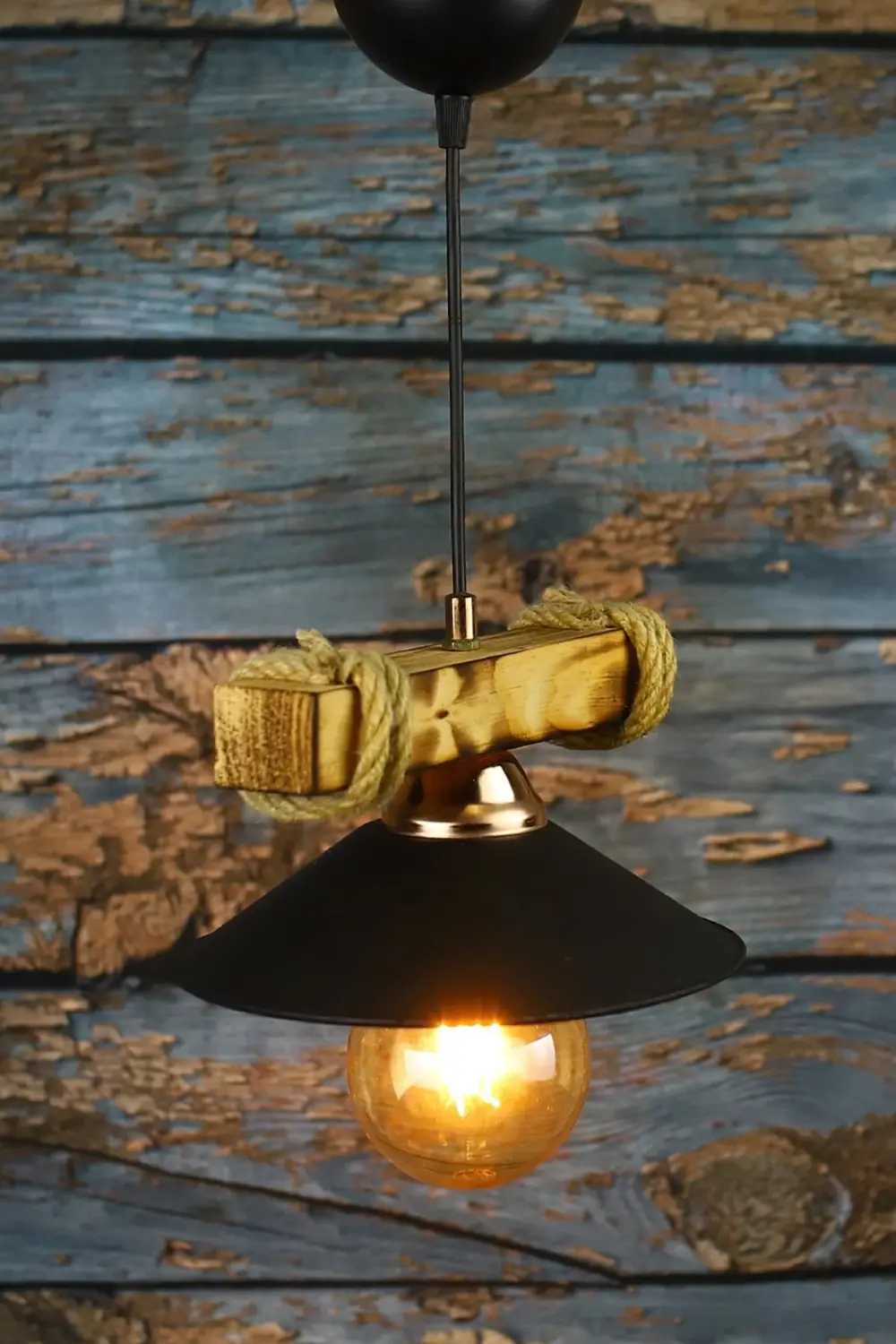 Melisa Avize Premium Ahşap Rustik Şapkalı Avize