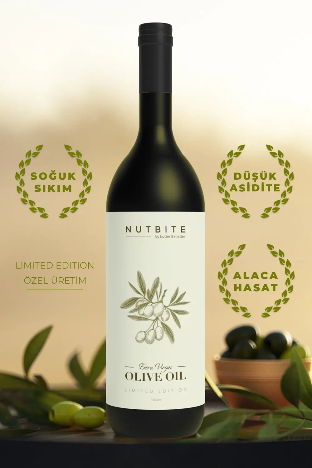 Premium Alaca Hasat 1500ml Soğuk Sıkım Naturel Sızma Zeytinyağı L