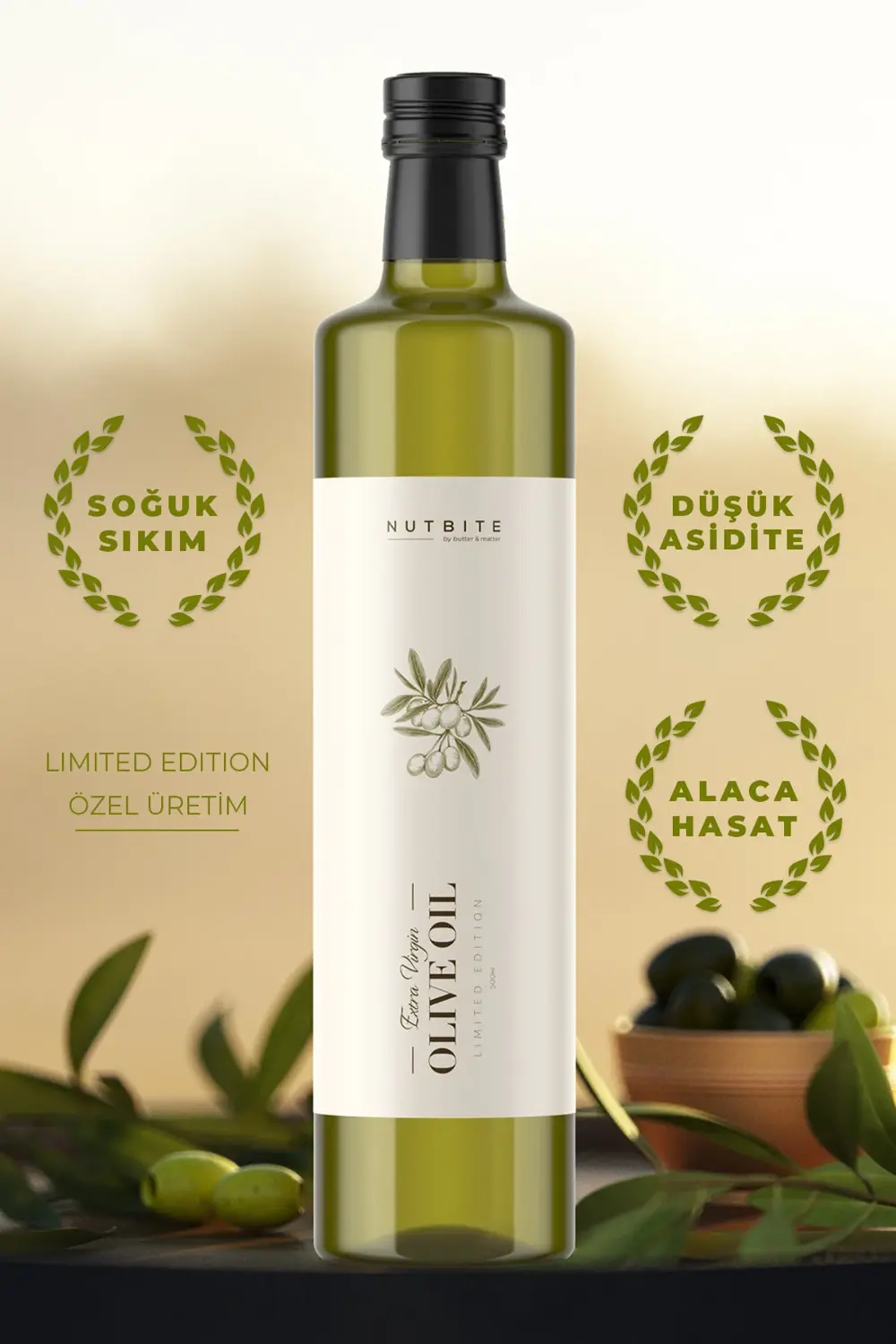 Premium Alaca Hasat 500ml Soğuk Sıkım Naturel Sızma Zeytinyağı Li