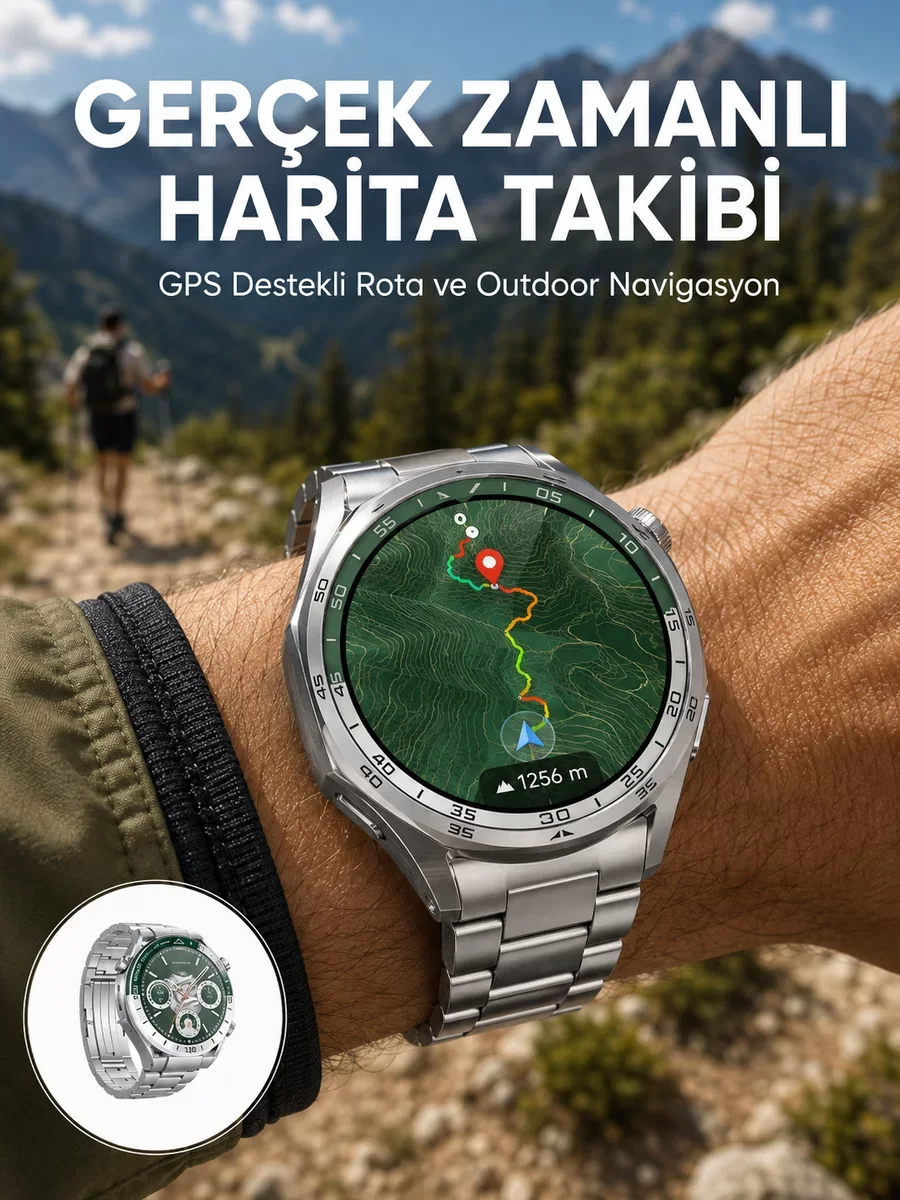 Premium Amoled Akıllı Saat GPS Harita Desteği Bluetooth Arama Sağlık Takipli Yeni Nesil