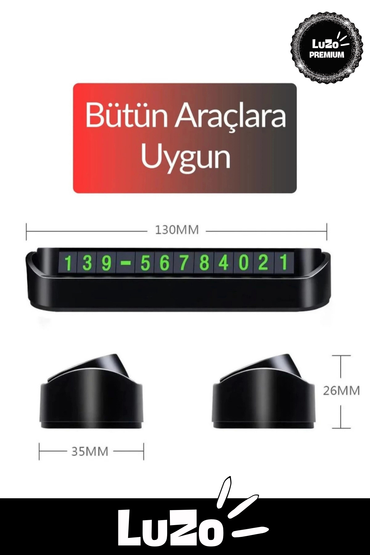 Premium Araç İçi Park Telefon Numarası Torpido Üstü Fosforlu Neon