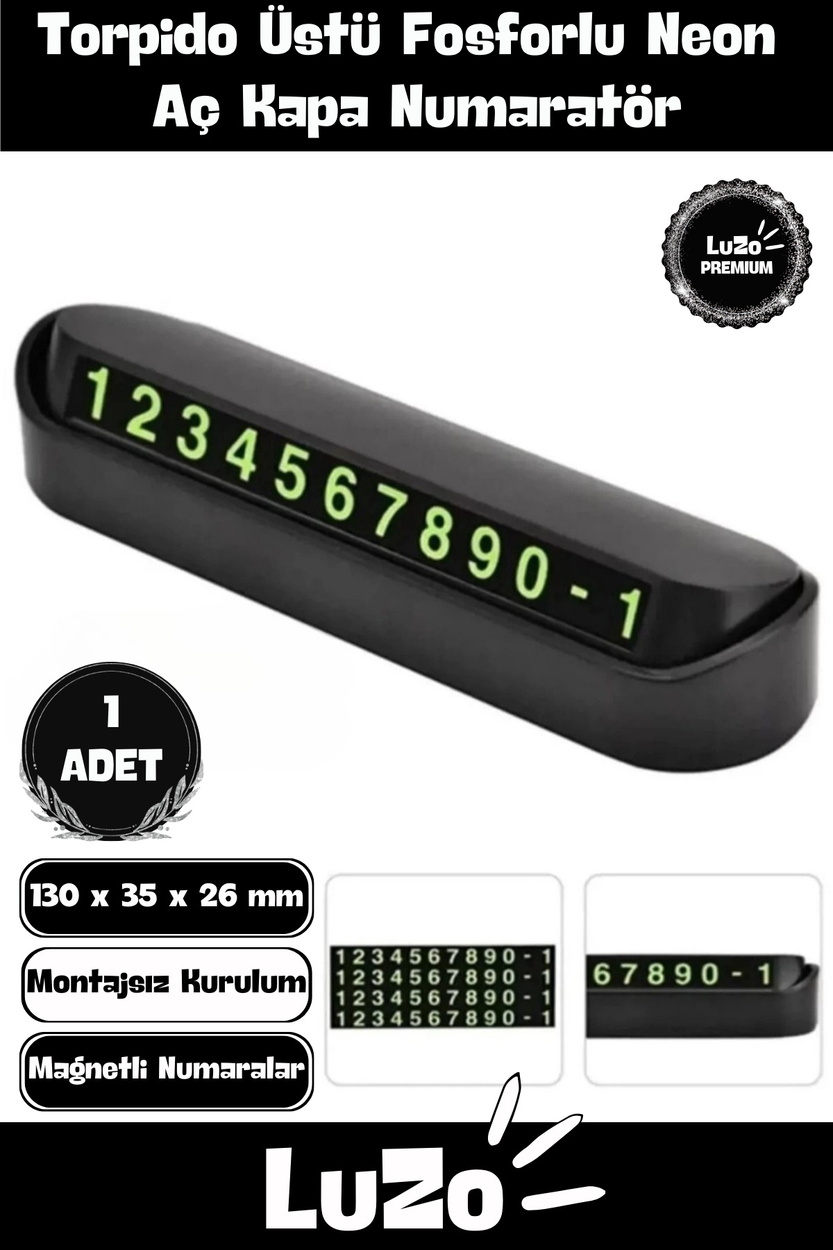Premium Araç İçi Park Telefon Numarası Torpido Üstü Fosforlu Neon