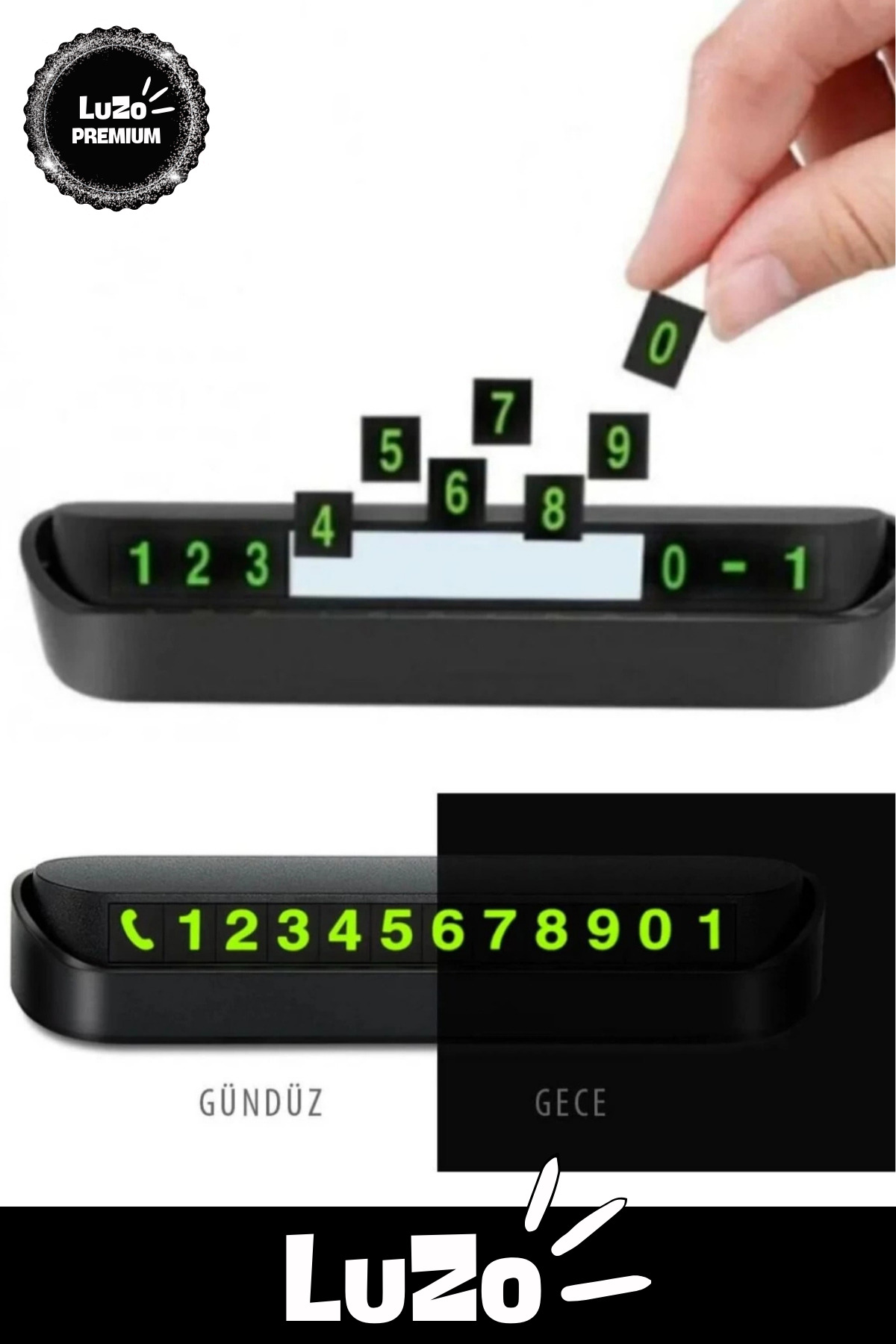 Premium Araç İçi Park Telefon Numarası Torpido Üstü Fosforlu Neon