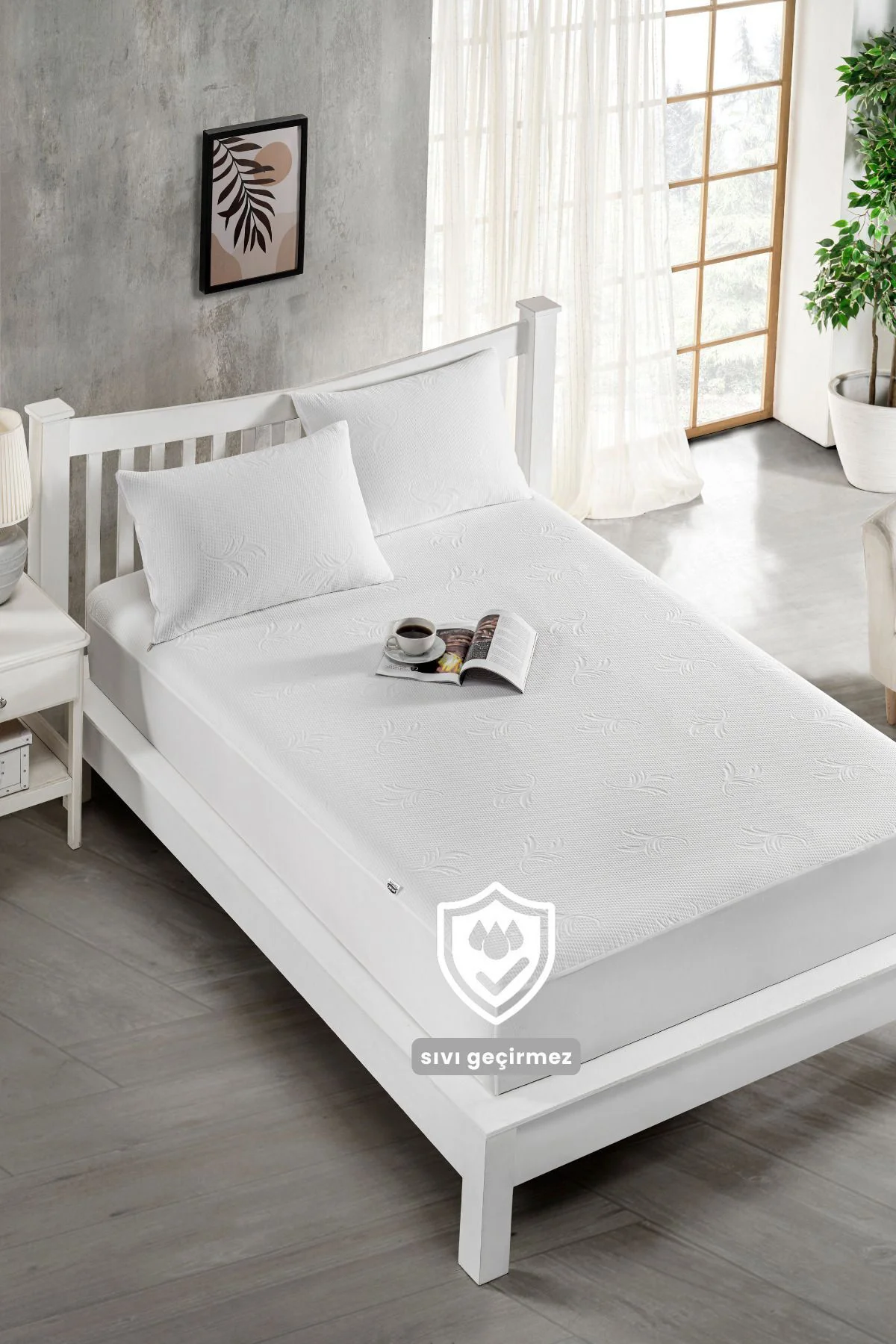 Premium Bambu Desenli Su Sıvı Geçirmez Alez Tek-Çift Kişilik-Batt