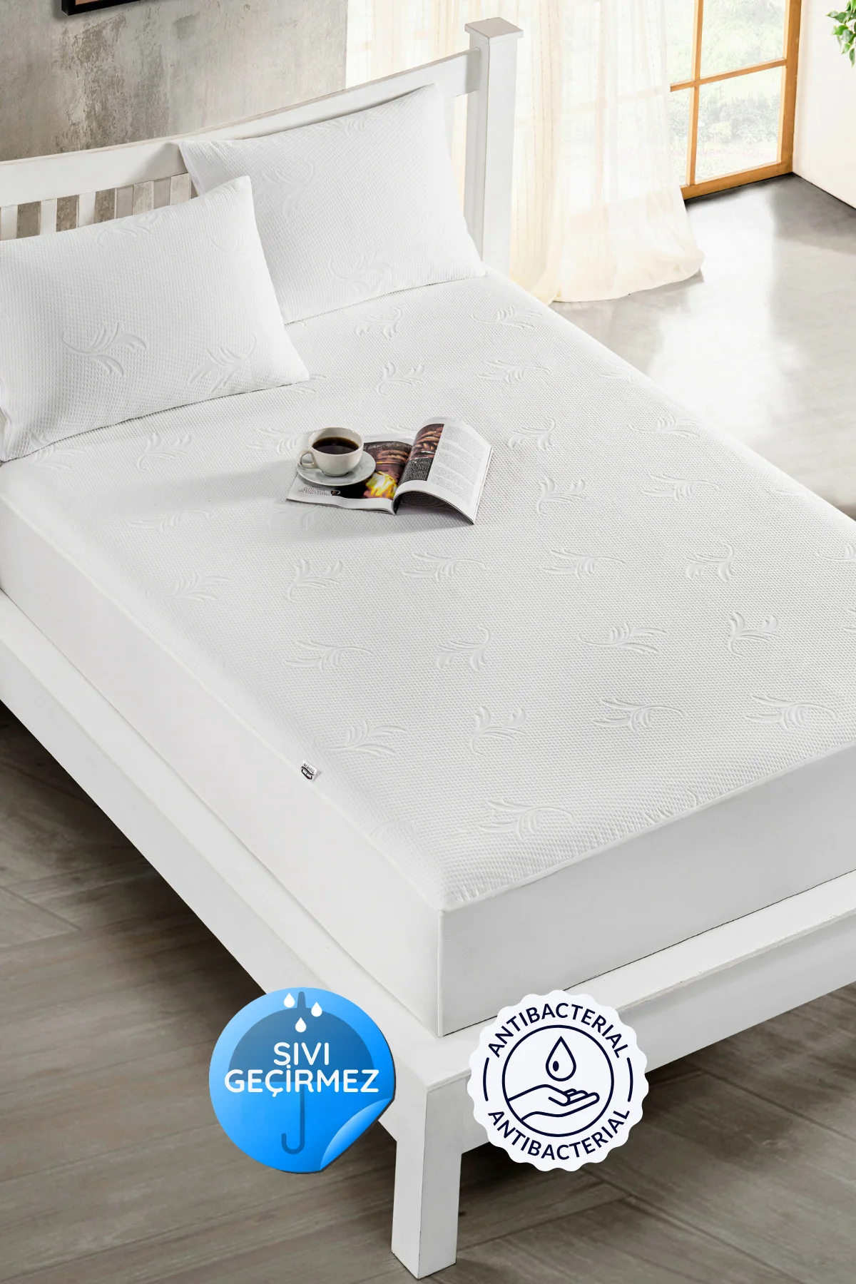 Premium Bambu Desenli Su Sıvı Geçirmez Alez Tek-Çift Kişilik-Batt
