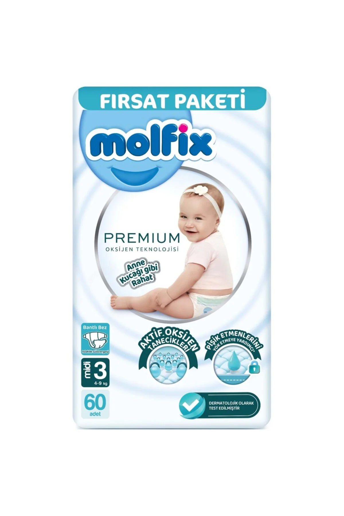 Premium Bebek Bezi Fırsat Paketi 3 Beden 4-9 Kg 60 Adet