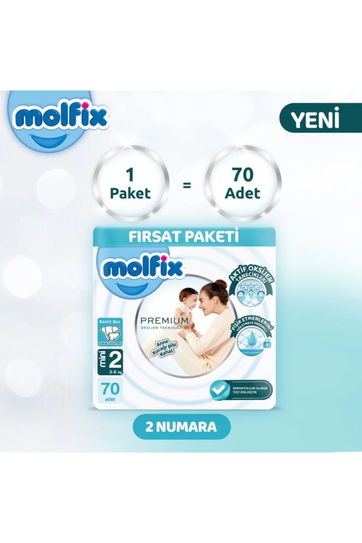 Premium Bebek Bezi Fırsat Paketi 2 Beden 3-6 Kg 70 Adet