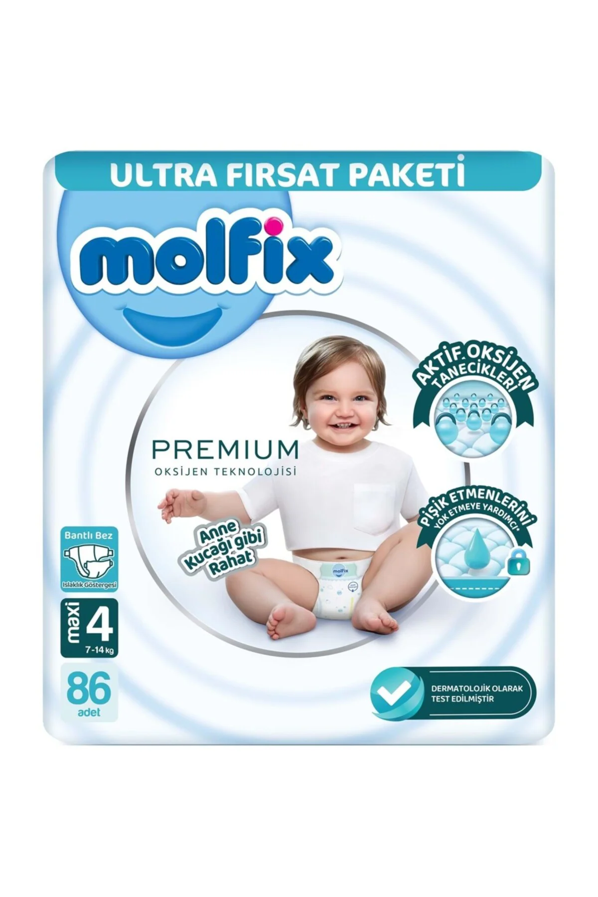 Premium Bebek Bezi Ultra Fırsat Paketi 4 Beden 7-14 Kg 86 Adet