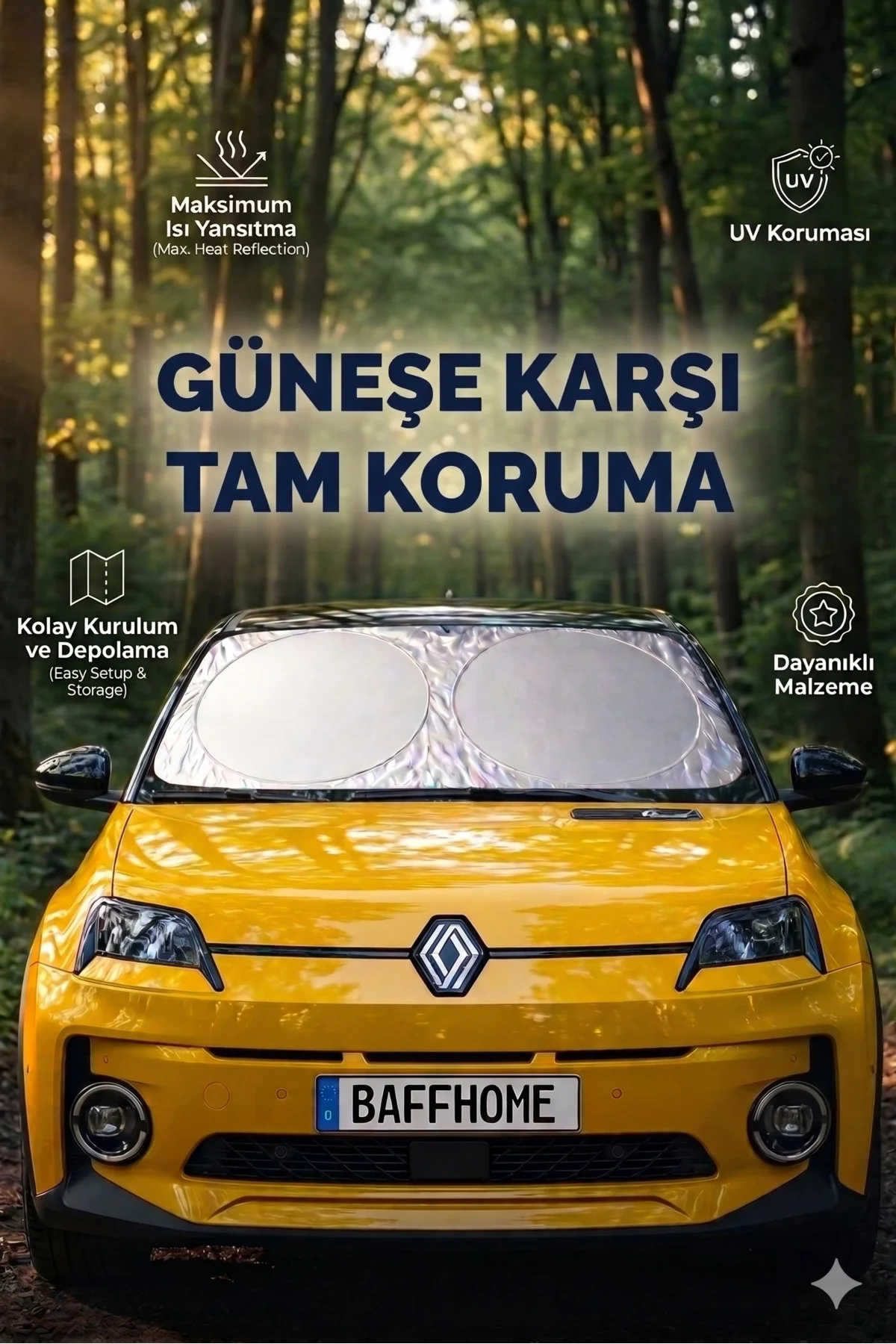 Premium Büyük Boy Katlanır Oto Ön Cam Güneşliği Isı Yansıtıcı UV Otomobil Aksesuarı