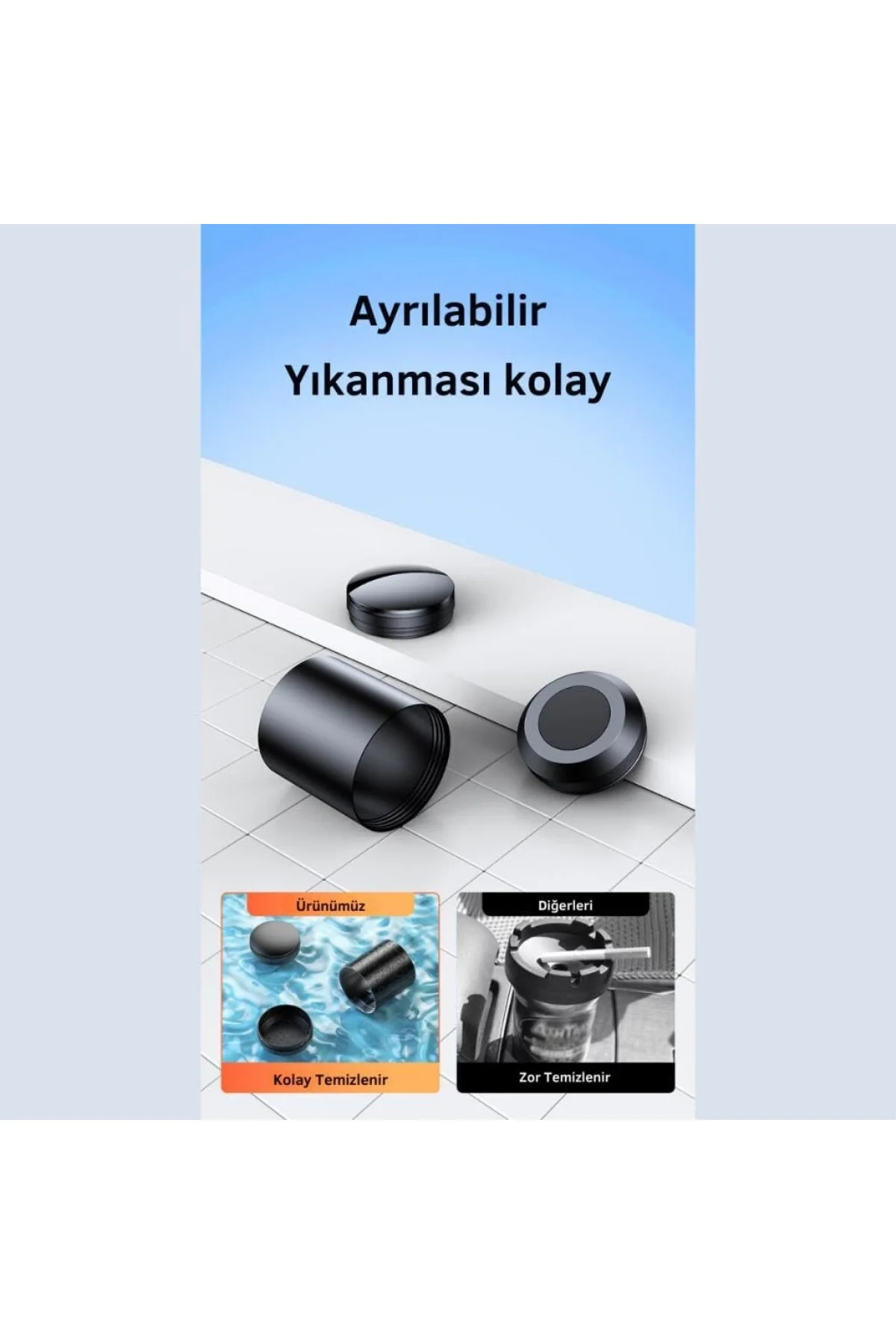 Premium Car Ashtray Led Işıklı Alüminyum Taşınabilir Kapaklı Arab