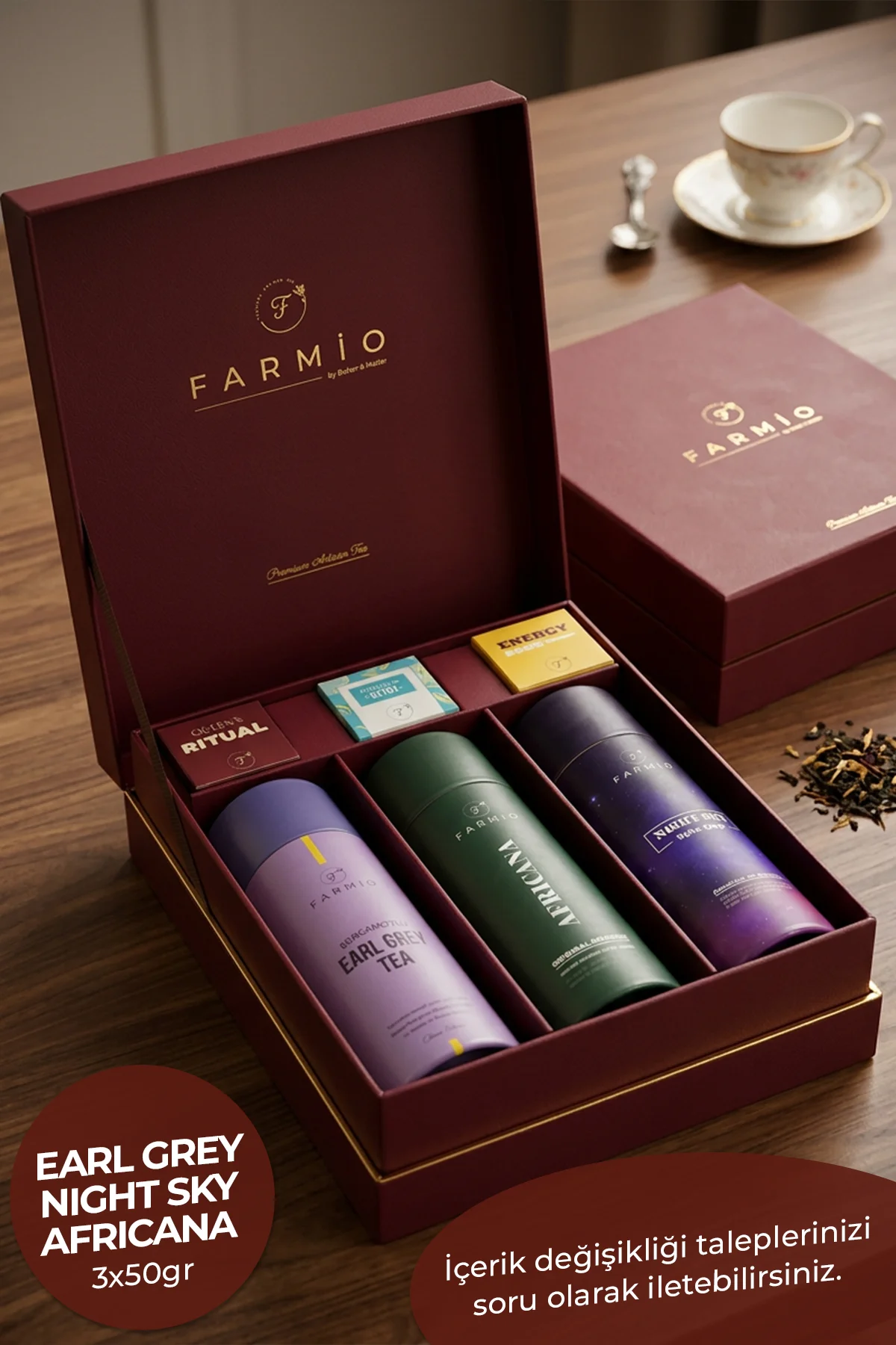 Premium Çay Hediye Kutusu – 3’lü Gurme Çay Koleksiyonu (Earl Grey