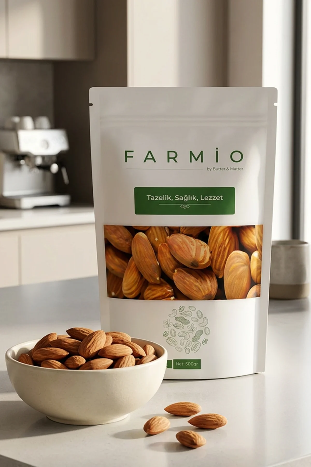 Premium Çiğ Badem İçi 500gr - Taptaze Yeni Mahsül - Sağlıklı Atış