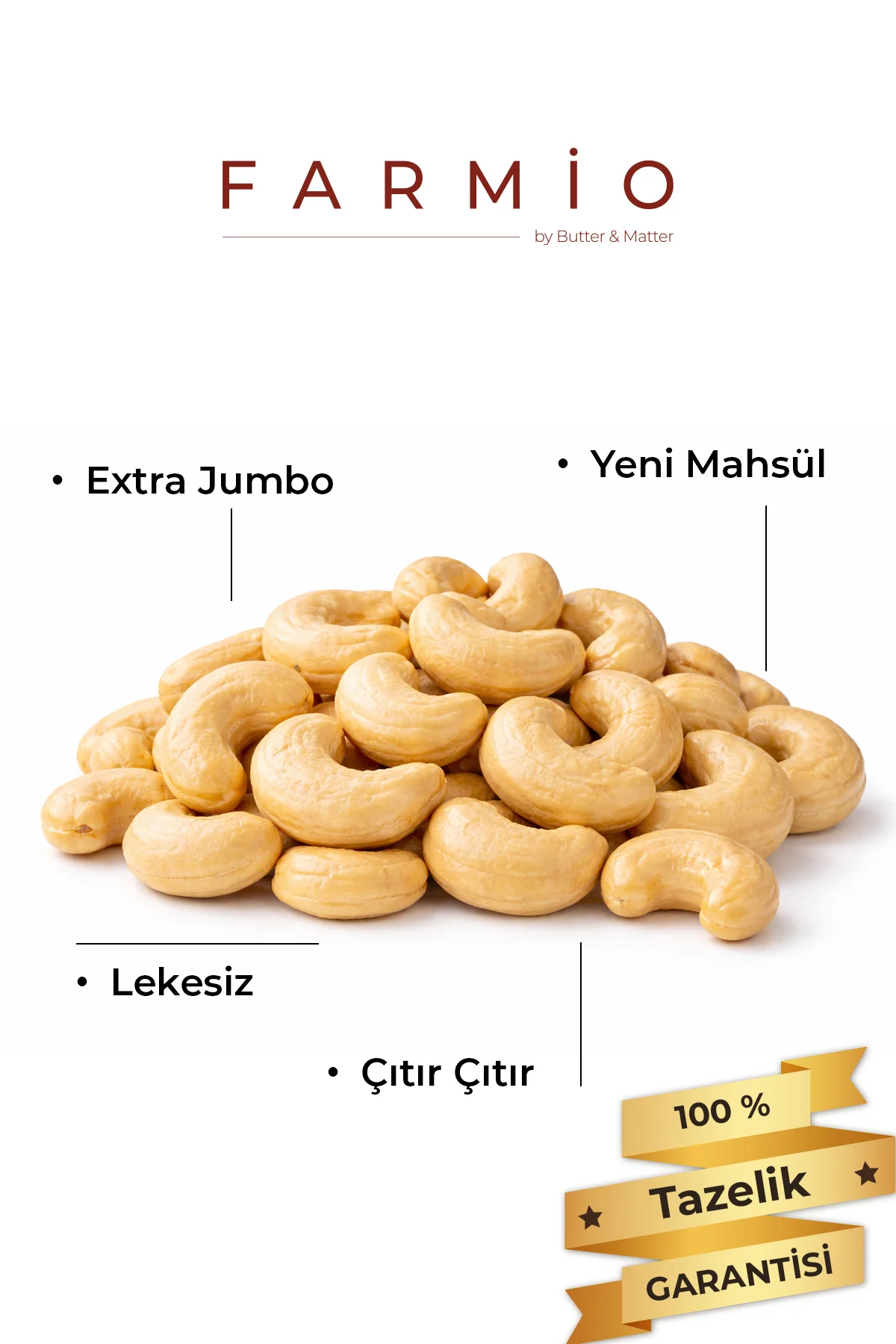 Premium Çiğ Kaju 500gr - Taptaze Yeni Mahsül - Yağsız & Tuzsuz Na