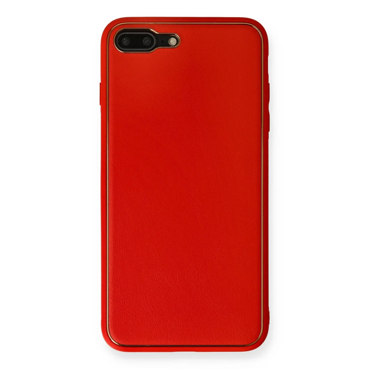 Premium Deri Görünümlü Silikon Kılıf - iPhone 7 Plus Kırmızı