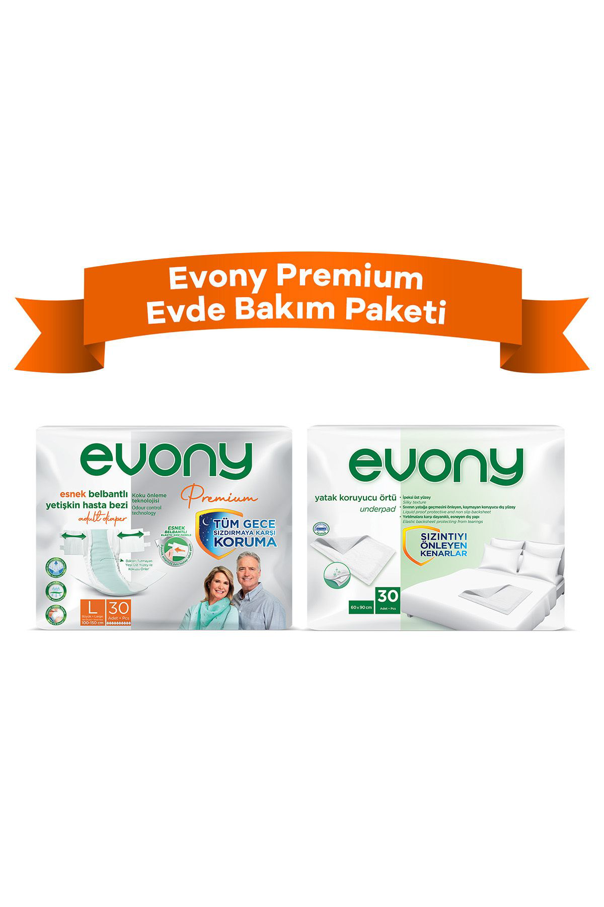 Premium Evde Bakım Paketi: Premium Large Yetişkin Bezi 30lu Hasta