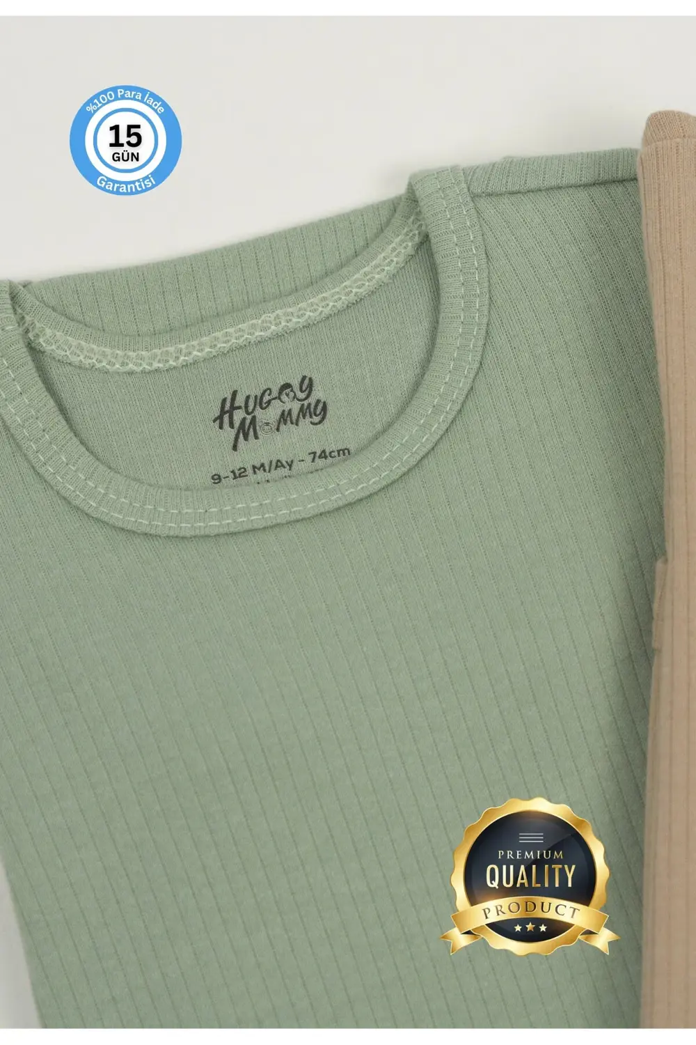 Premium Fitilli Kumaş %100 Organik Pamuk 3'lü Erkek Bebek Kısa Ko